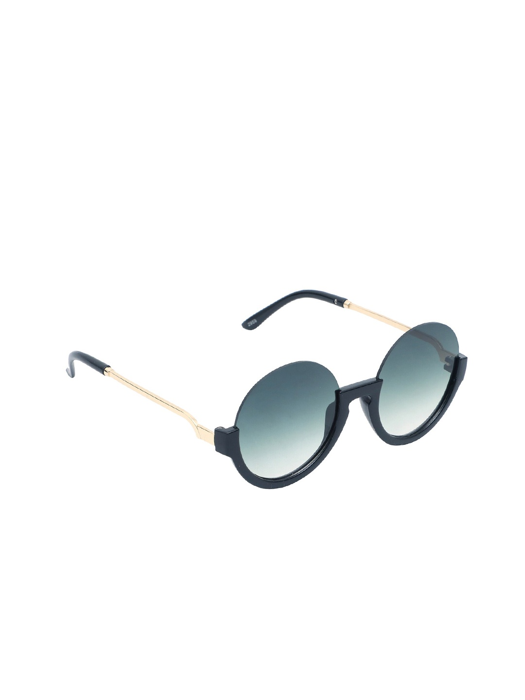 Spiky Kids Green Lens & Black Round Sunglasses 2959_BLK_BGRN
