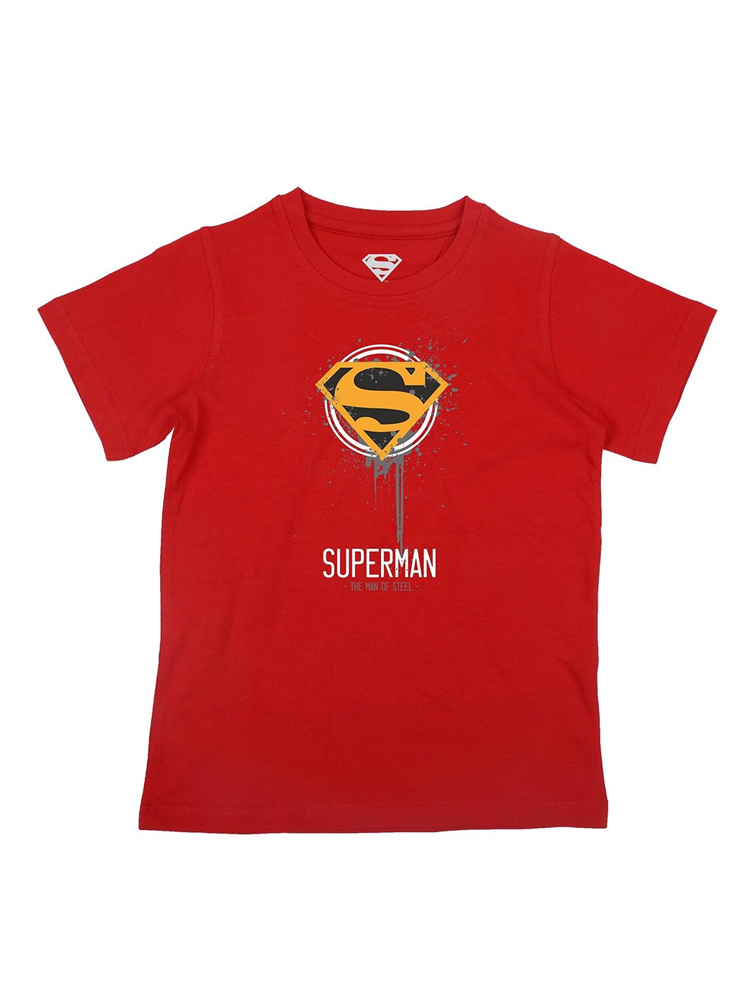 

Superman Boys Red Typography Superman Printed Pure Cotton T-shirt
