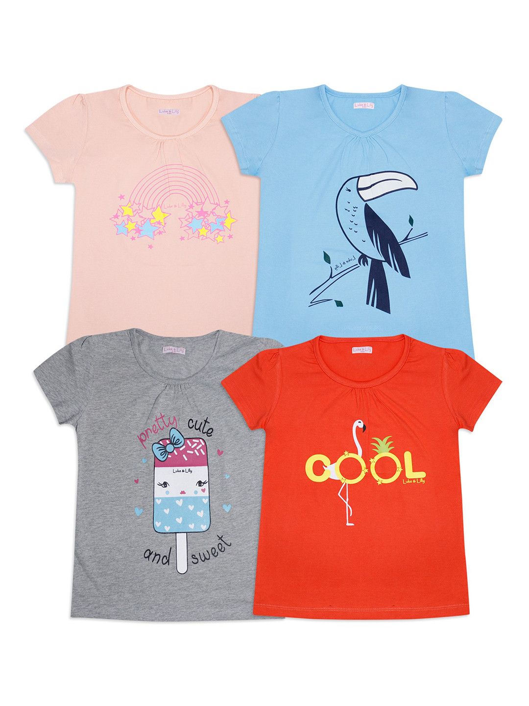

Luke & Lilly Girls Multi Graphic Printed T shirt Set of 4