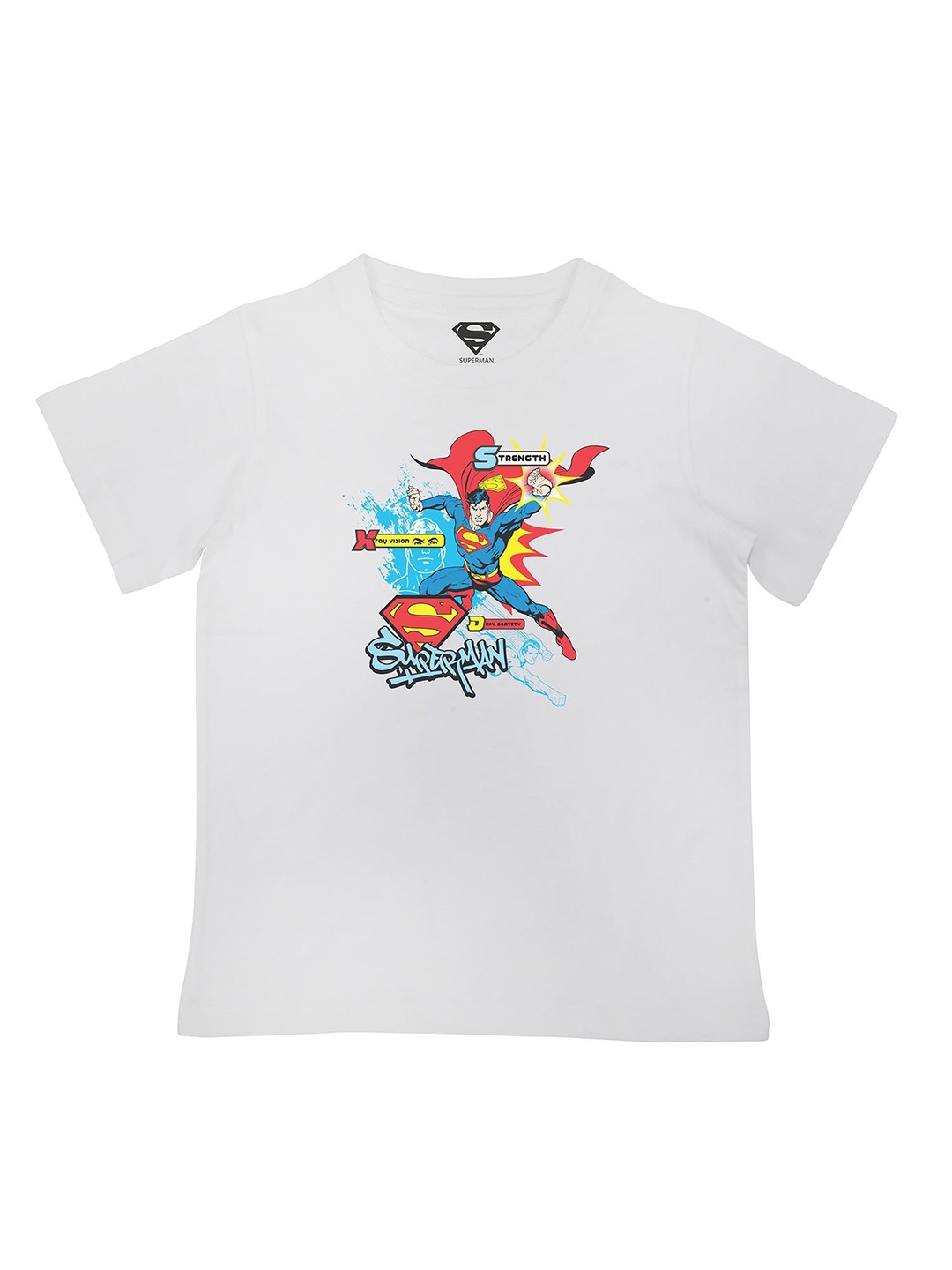 

Superman Boys White Superman Printed Pure Cotton T-shirt