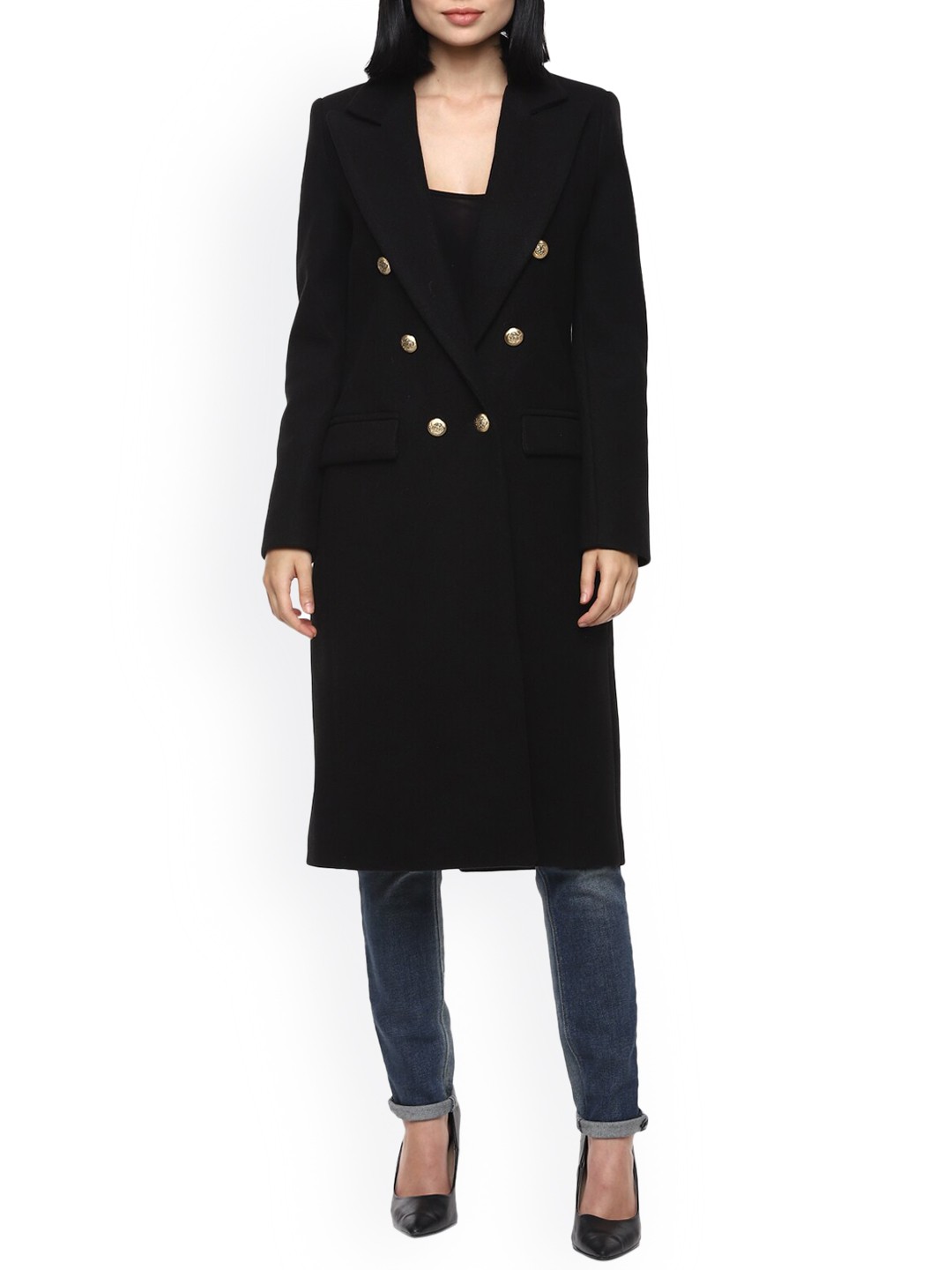 

Rinascimento Women Black Longline Open Front Jacket