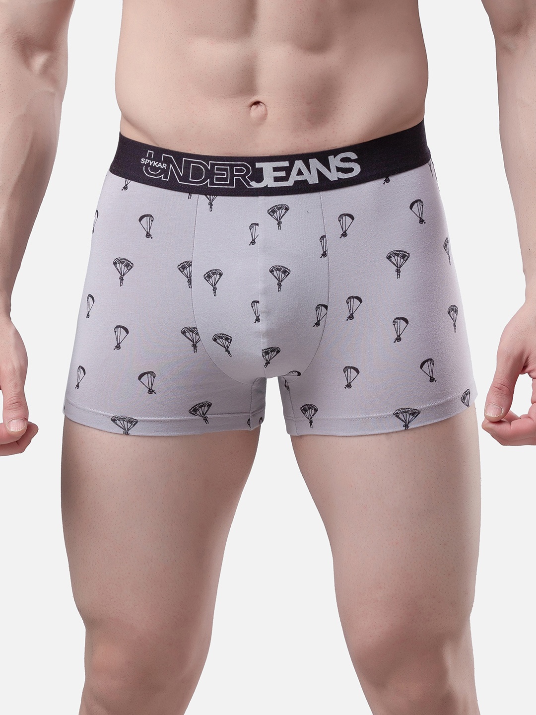 

UnderJeans by Spykar Men Grey & Black Printed Trunk UJMTRPTS030