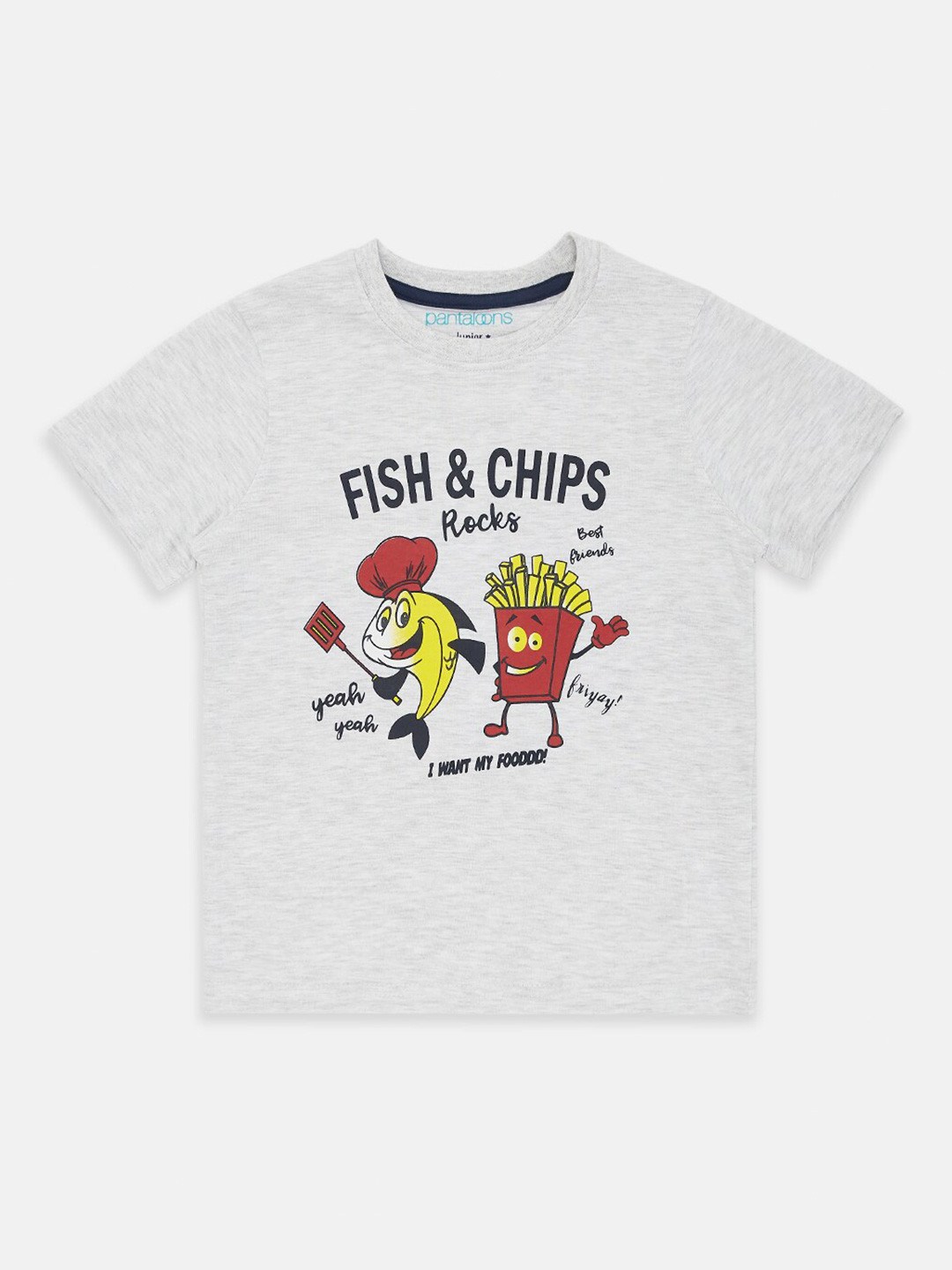 

Pantaloons Junior Boys Grey Printed Pure Cotton T-shirt