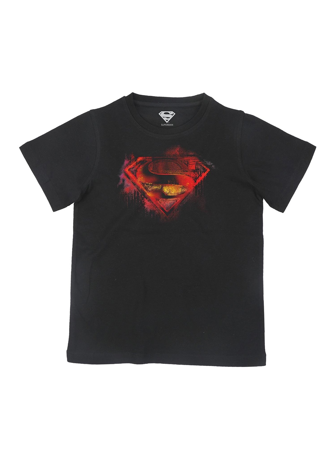 

Superman Boys Black Superman Graphic Printed Cotton Pure Cotton T-shirt