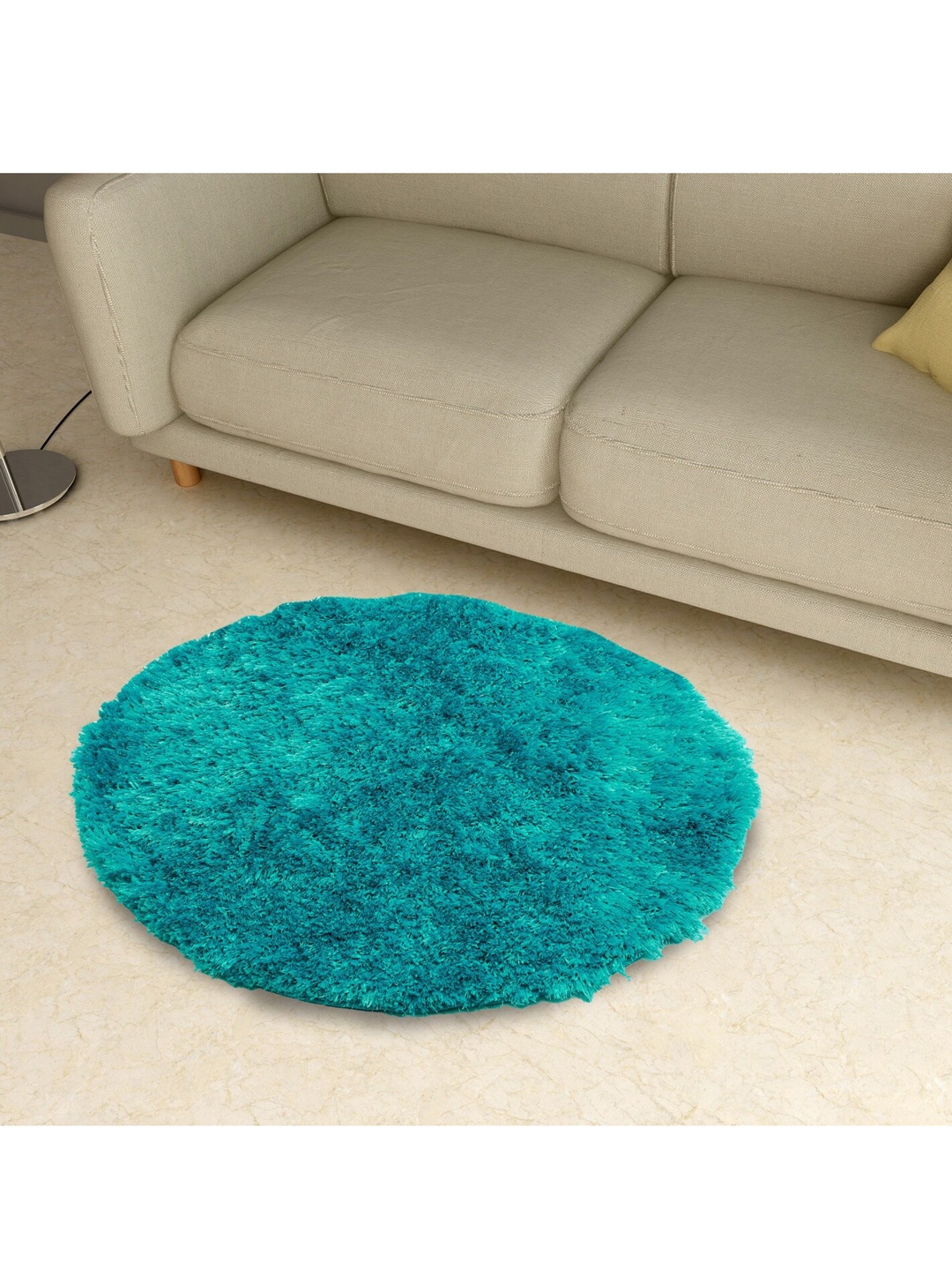 

Home Centre Teal Blue Solid Eyelash Serena Tufted Round Rug