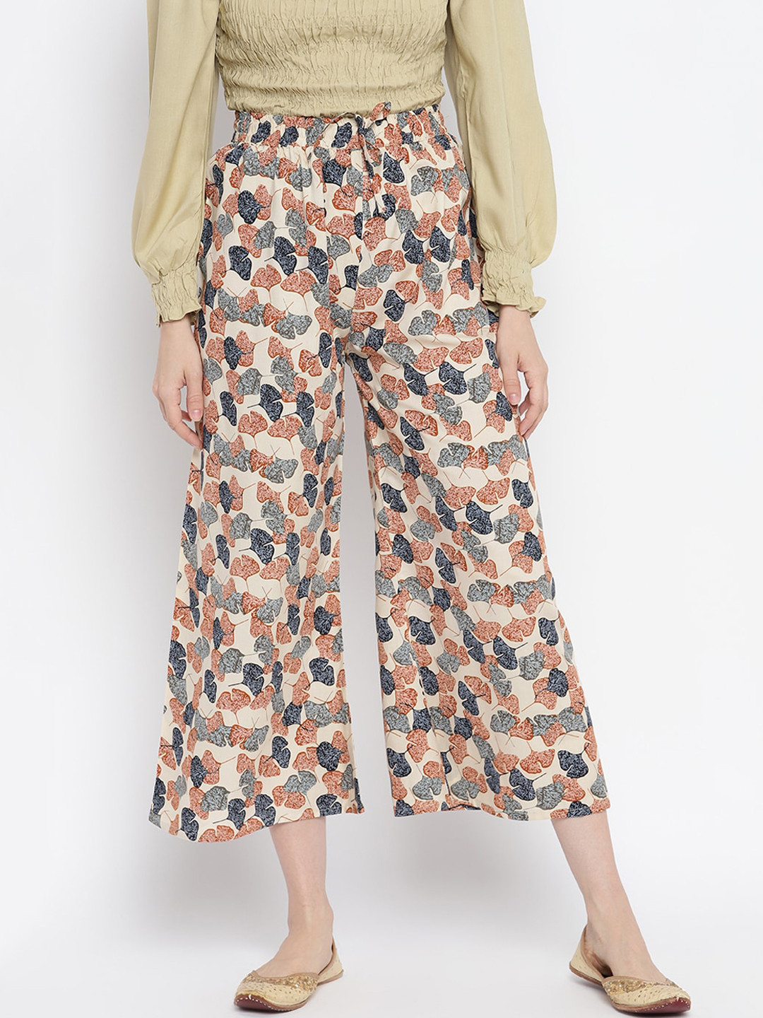 

Aawari Women Multi Printed High-Rise Culottes Trousers
