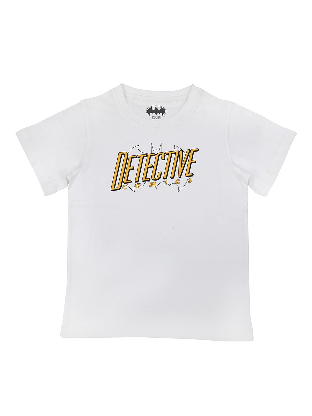 Batman Boys White Typography Printed Pure Cotton T-shirt