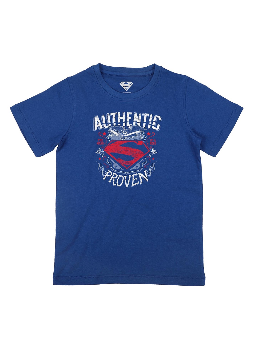 Superman Boys Blue Superman Printed Cotton Pure Cotton T-shirt
