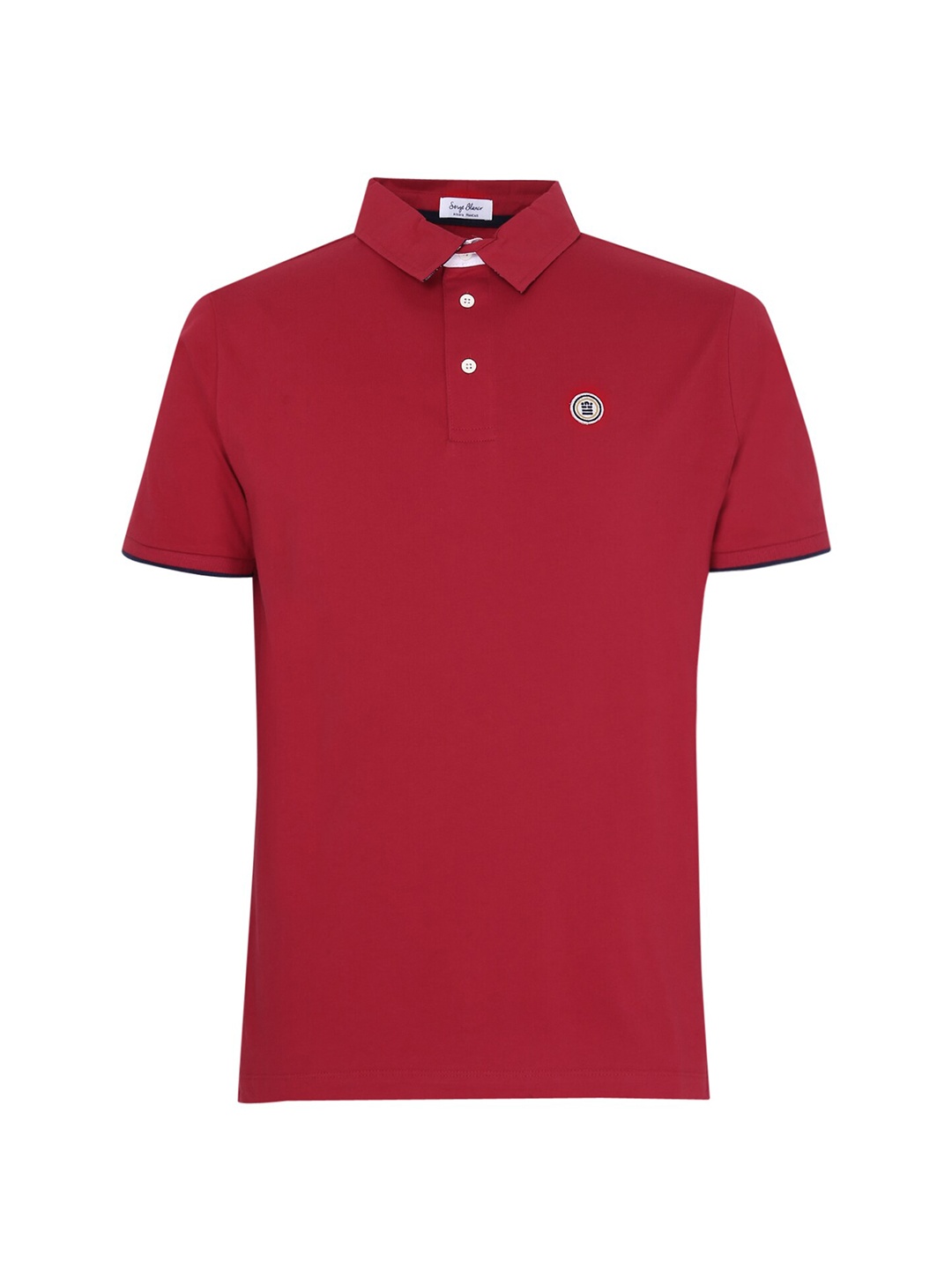 

SERGE BLANCO Men Red Printed Polo Collar Cotton T-shirt