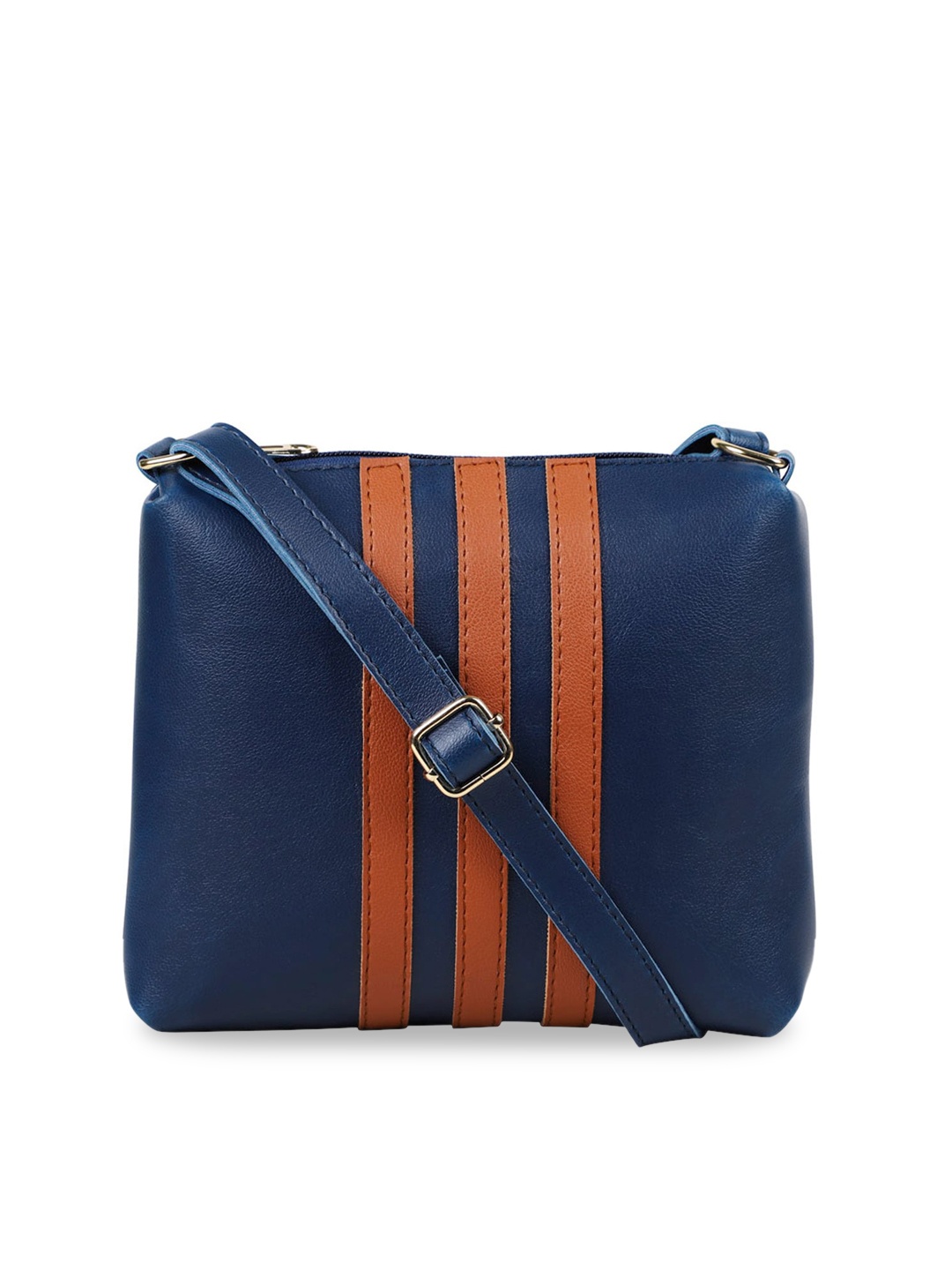 Bagsy Malone Blue Striped PU Structured Sling Bag