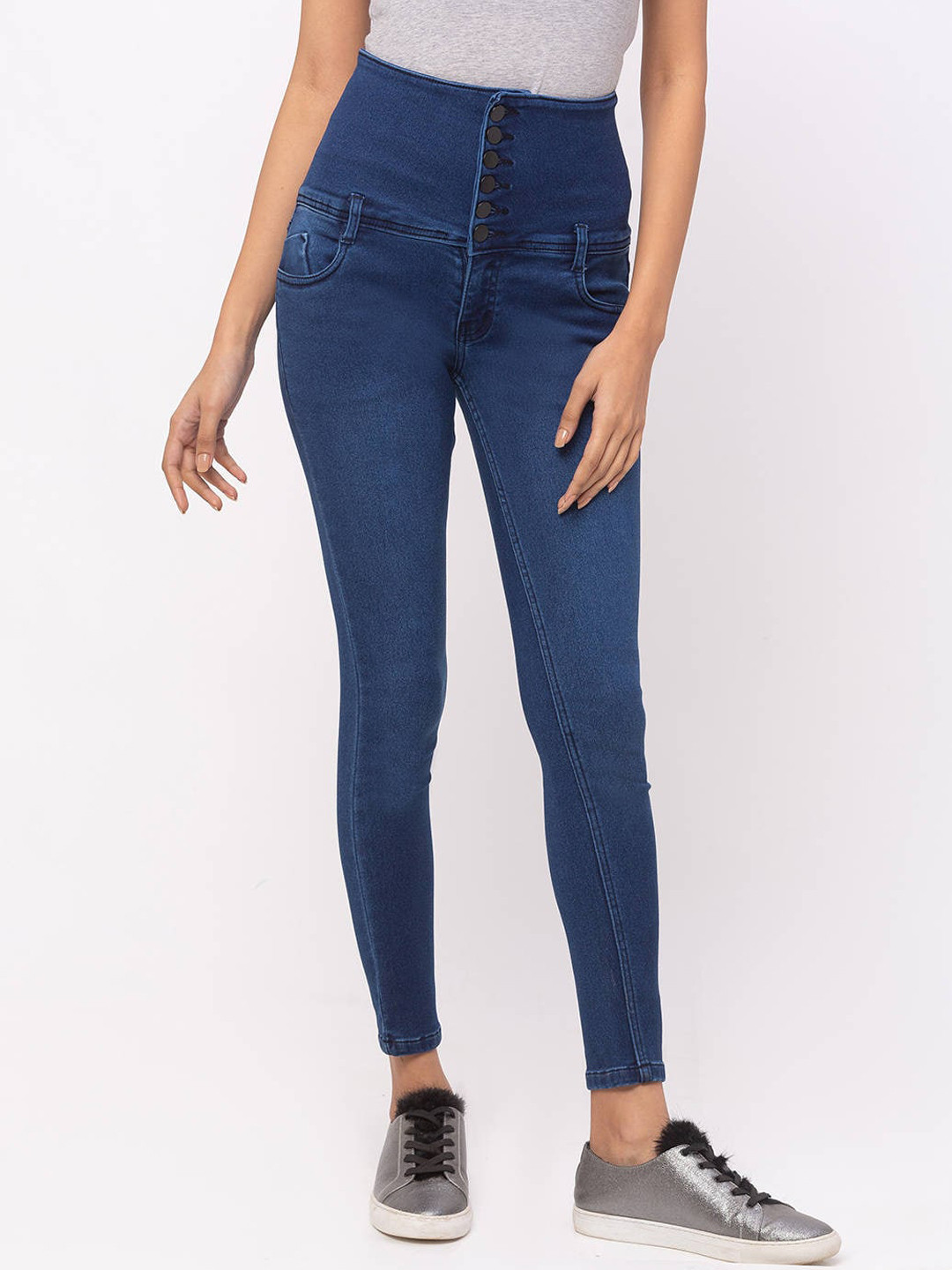 

ZOLA Cotton Slim Fit Ankle Length Lightweight Stretchable Jeans, Blue