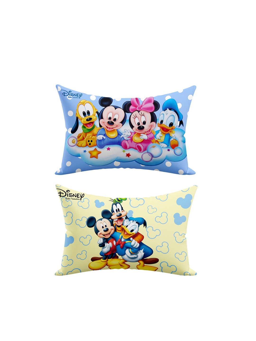 

Kuber Industries Kids Set Of 2 Sky Blue & Cream Disney Printed Micro Fiber Filled Pillows