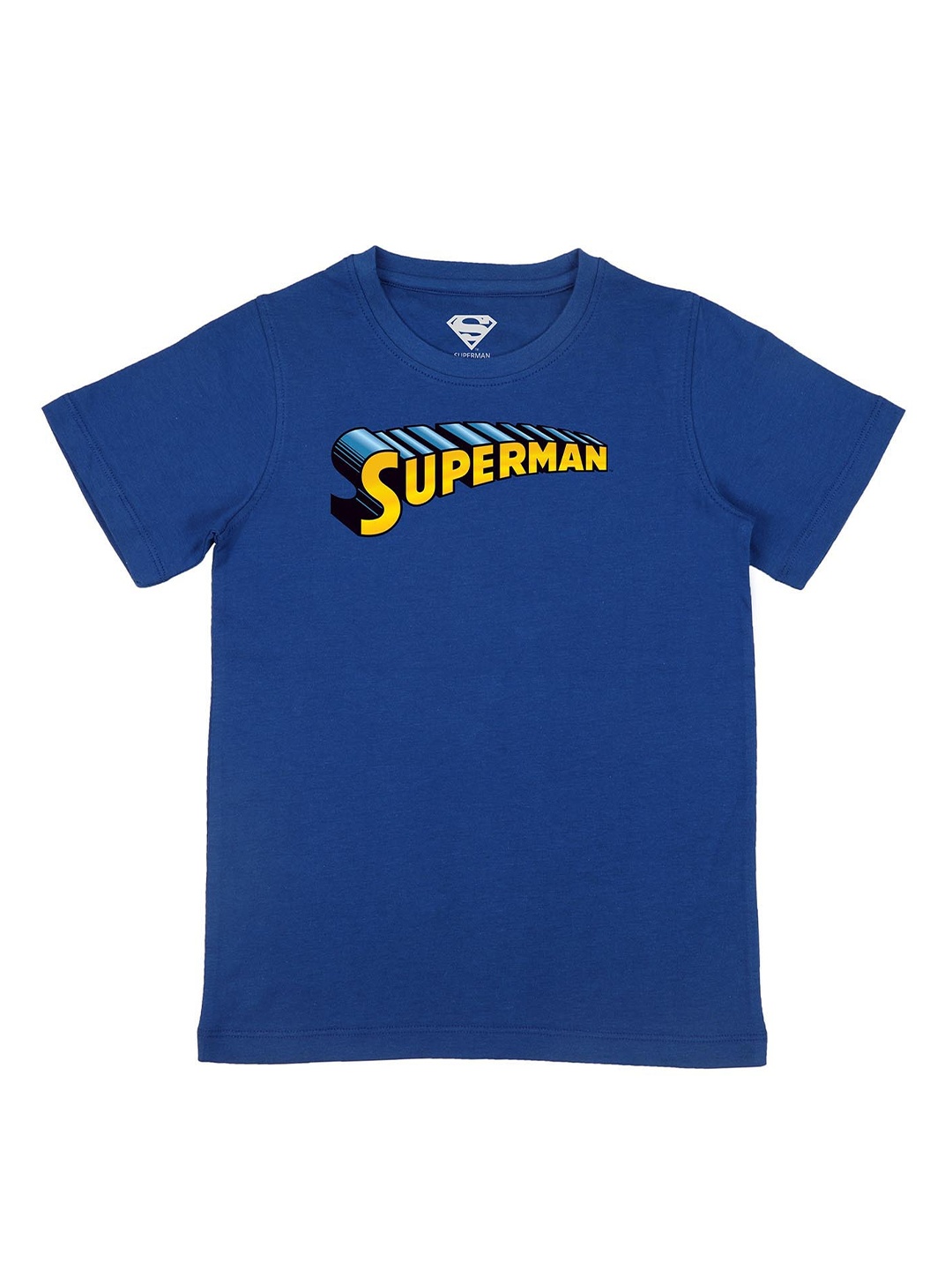 

Superman Boys Blue Typography Printed V-Neck Applique T-shirt