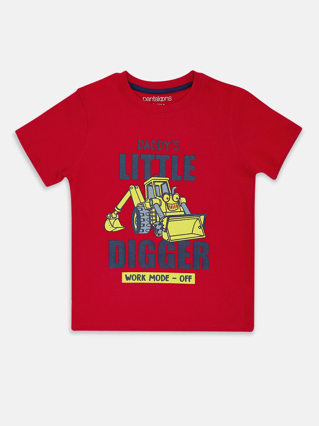 

Pantaloons Junior Boys Red Navy Blue Typography Printed Cotton Pure Cotton T-shirt
