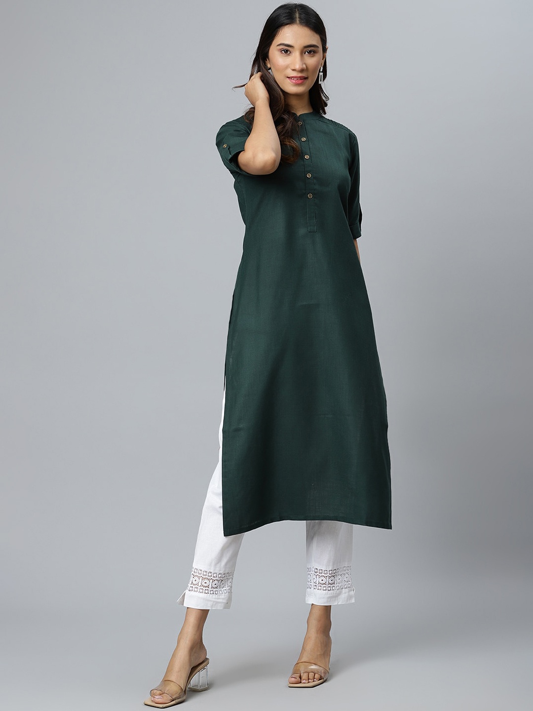 

Gerua By Libas Women Green Pathani Kurta