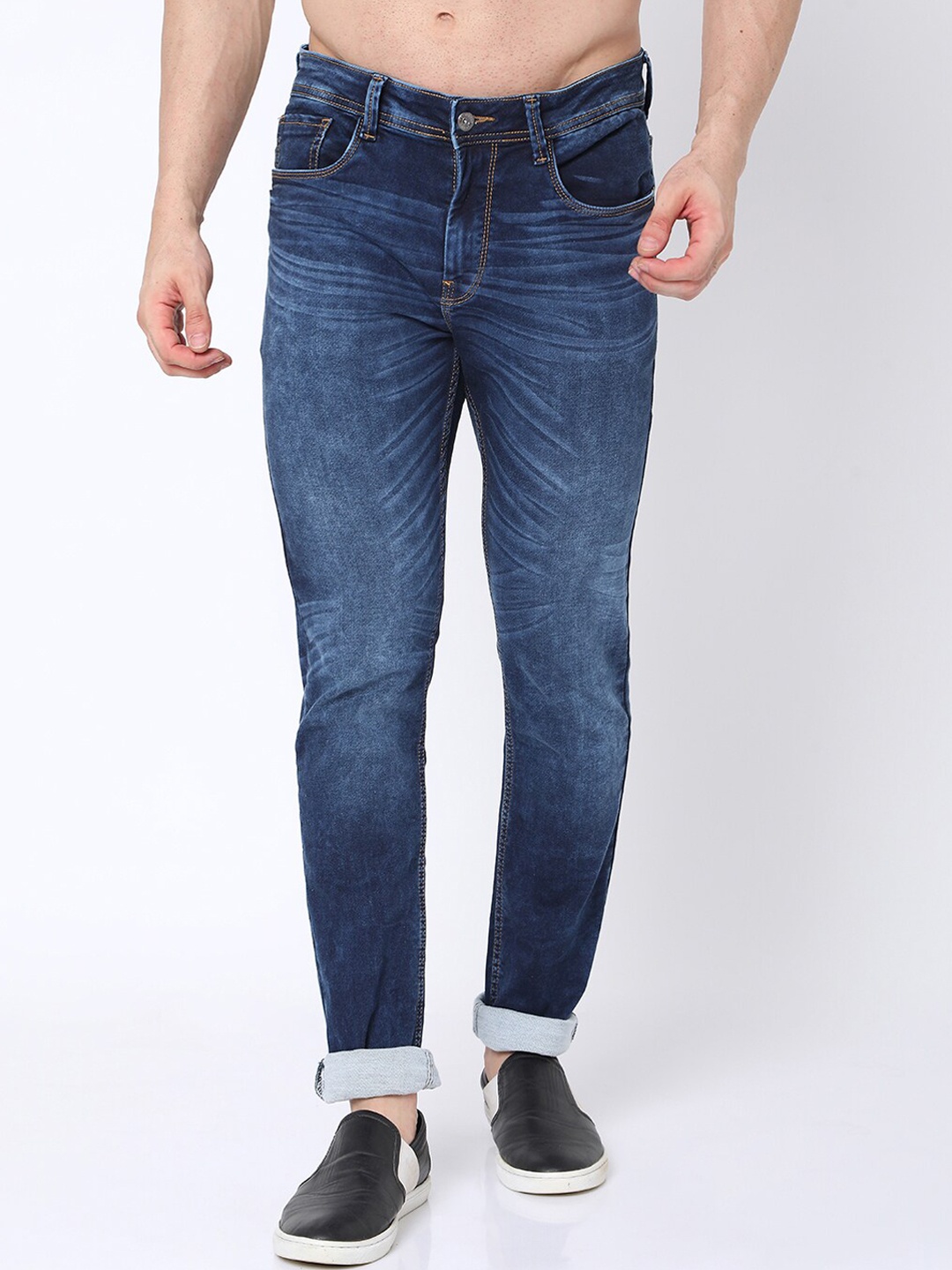 

Rex Straut Jeans Men Blue Tapered Fit Heavy Fade Jeans