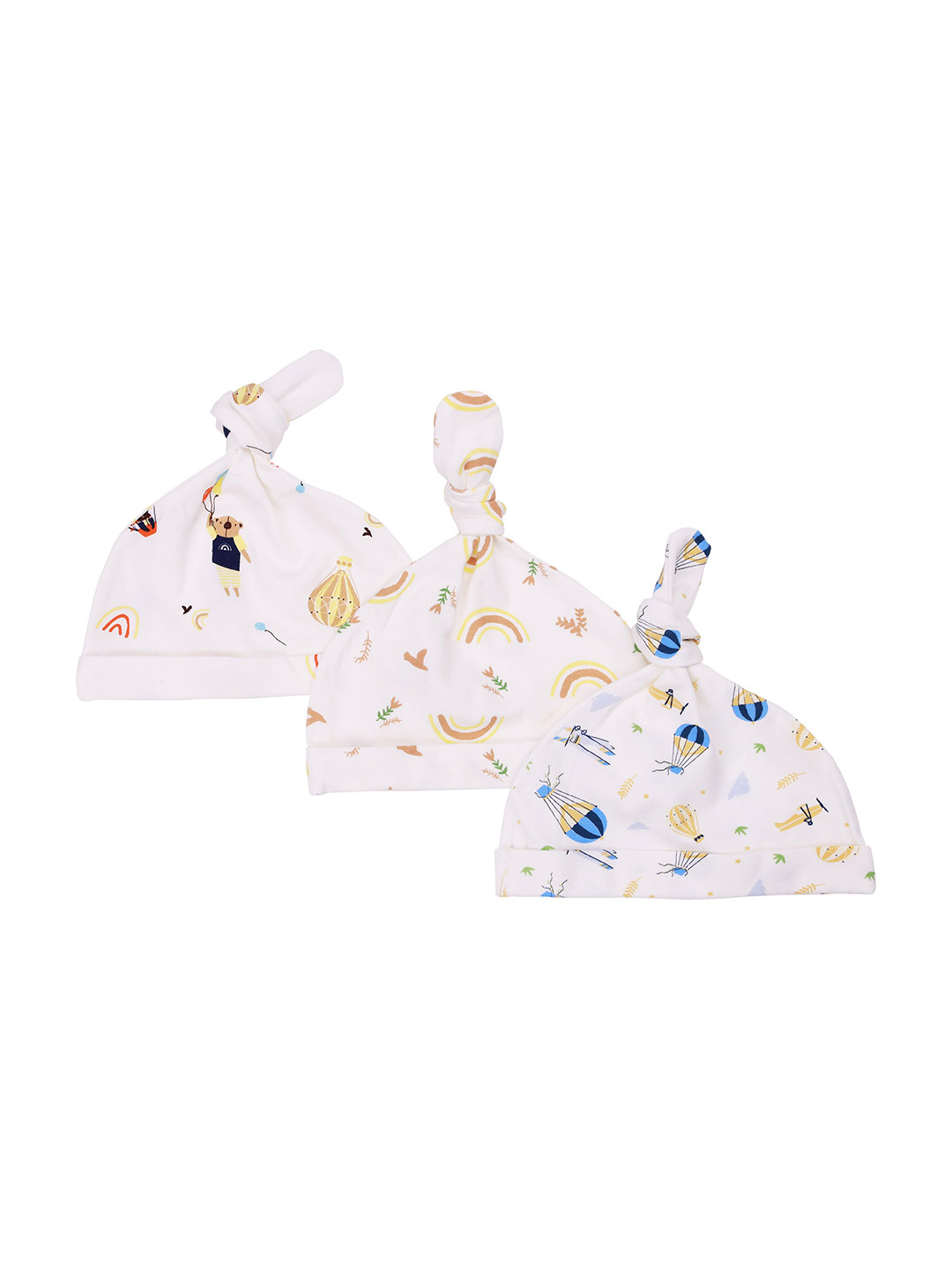 

KICKS & CRAWL Kids Pack of 3 White Printed Beanie