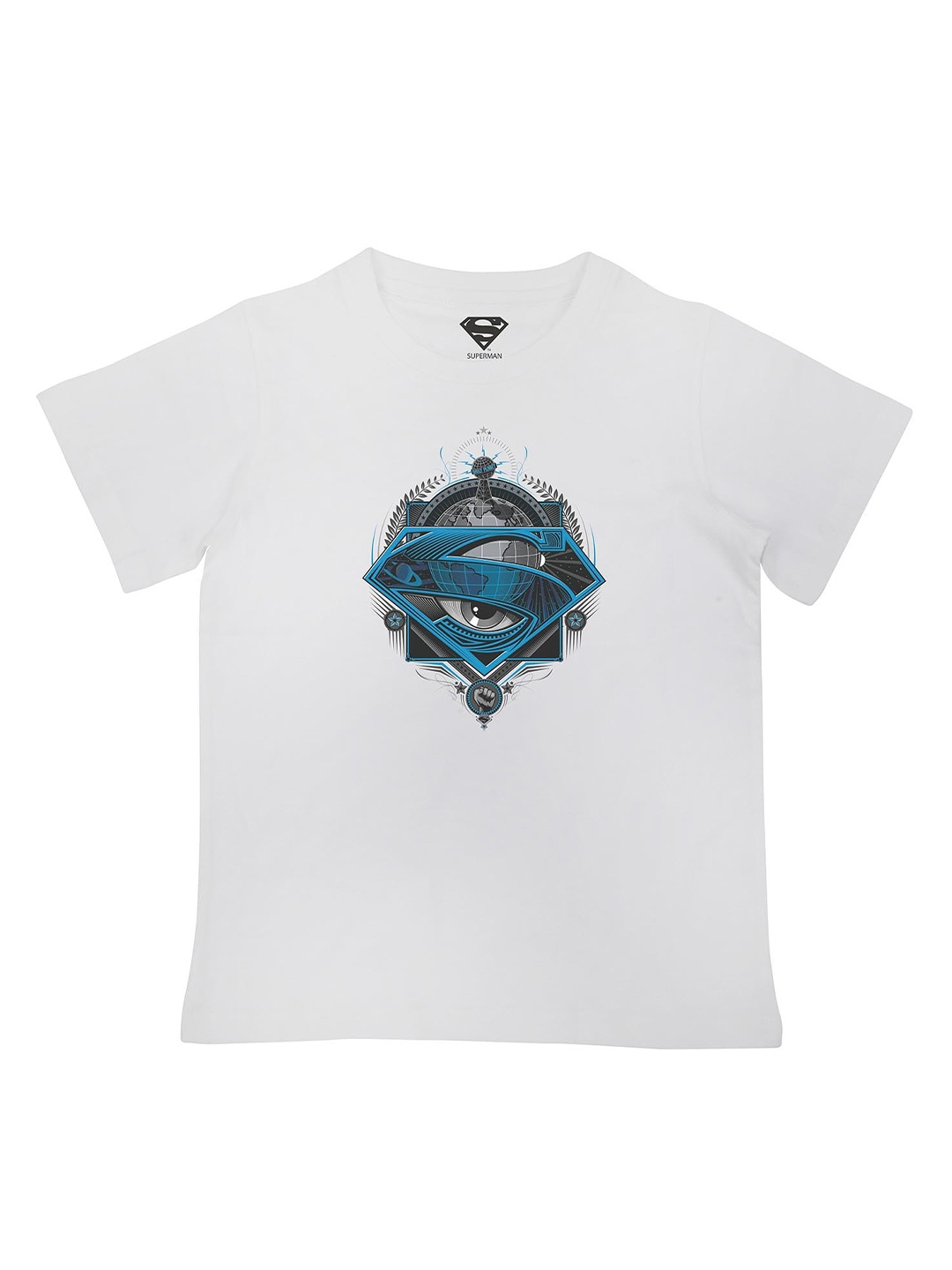 Superman Boys White Superman Printed Pure Cotton T-shirt