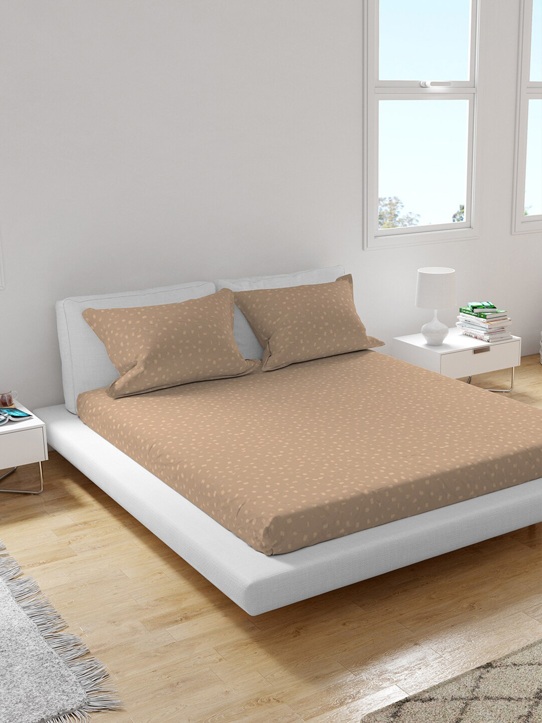 

Himeya Beige 300 TC King Sustainable Bedsheet with 2 Pillow Covers