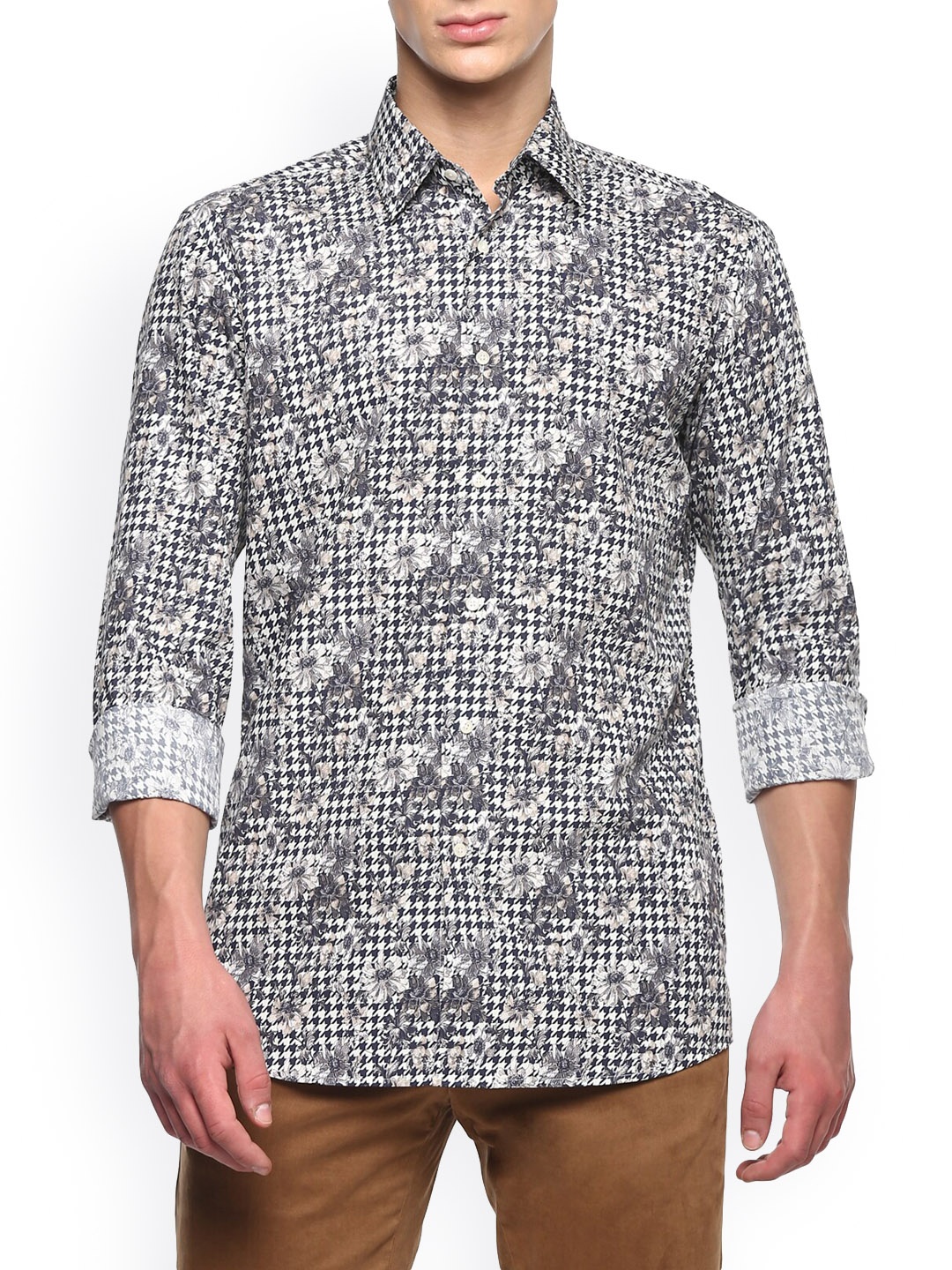 

LAGERFELD Men Cream Printed Casual Shirt