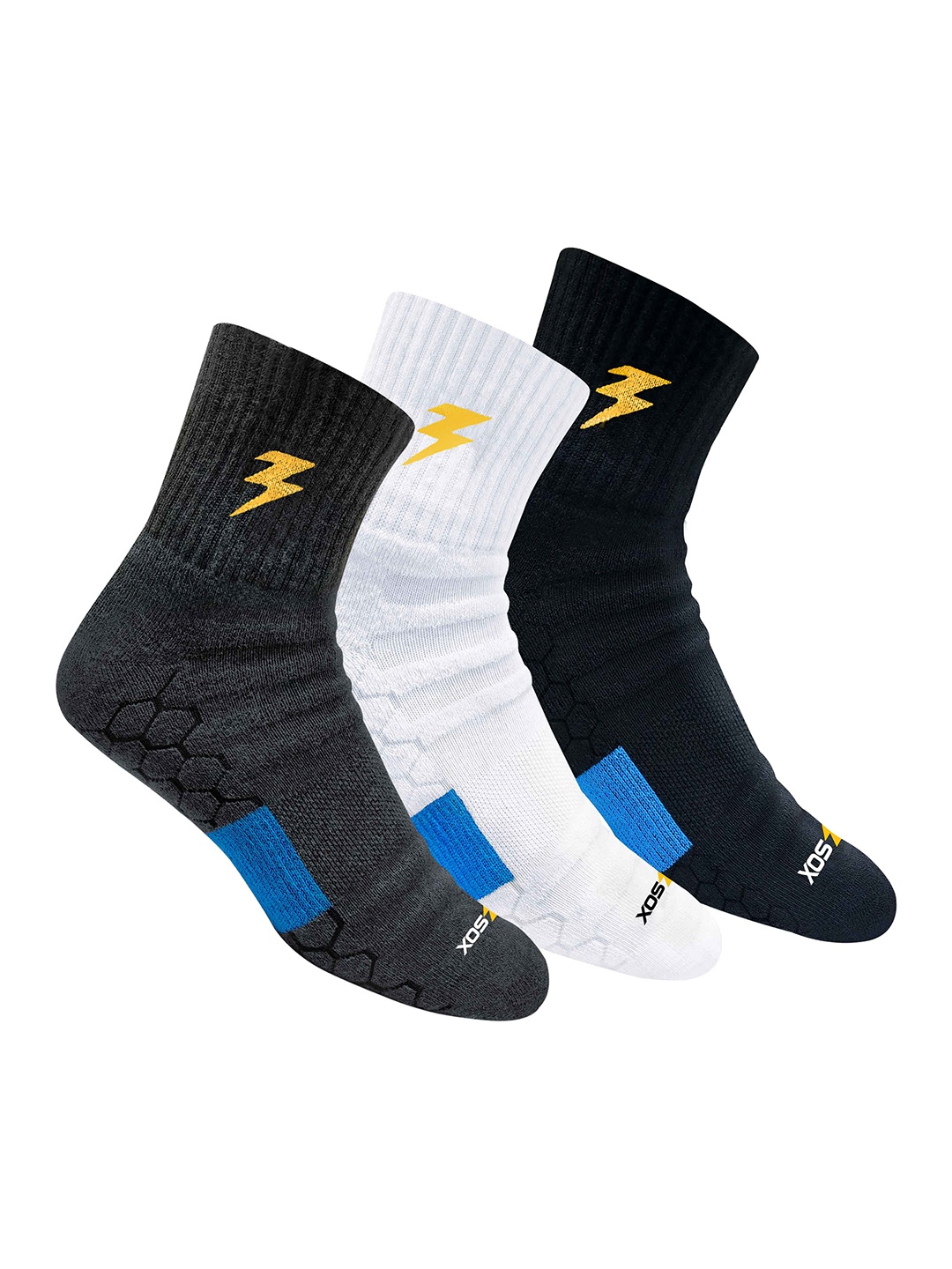 BLITZSOX Men Pack Of 3 Assorted Above Ankle-Length Athletic Socks