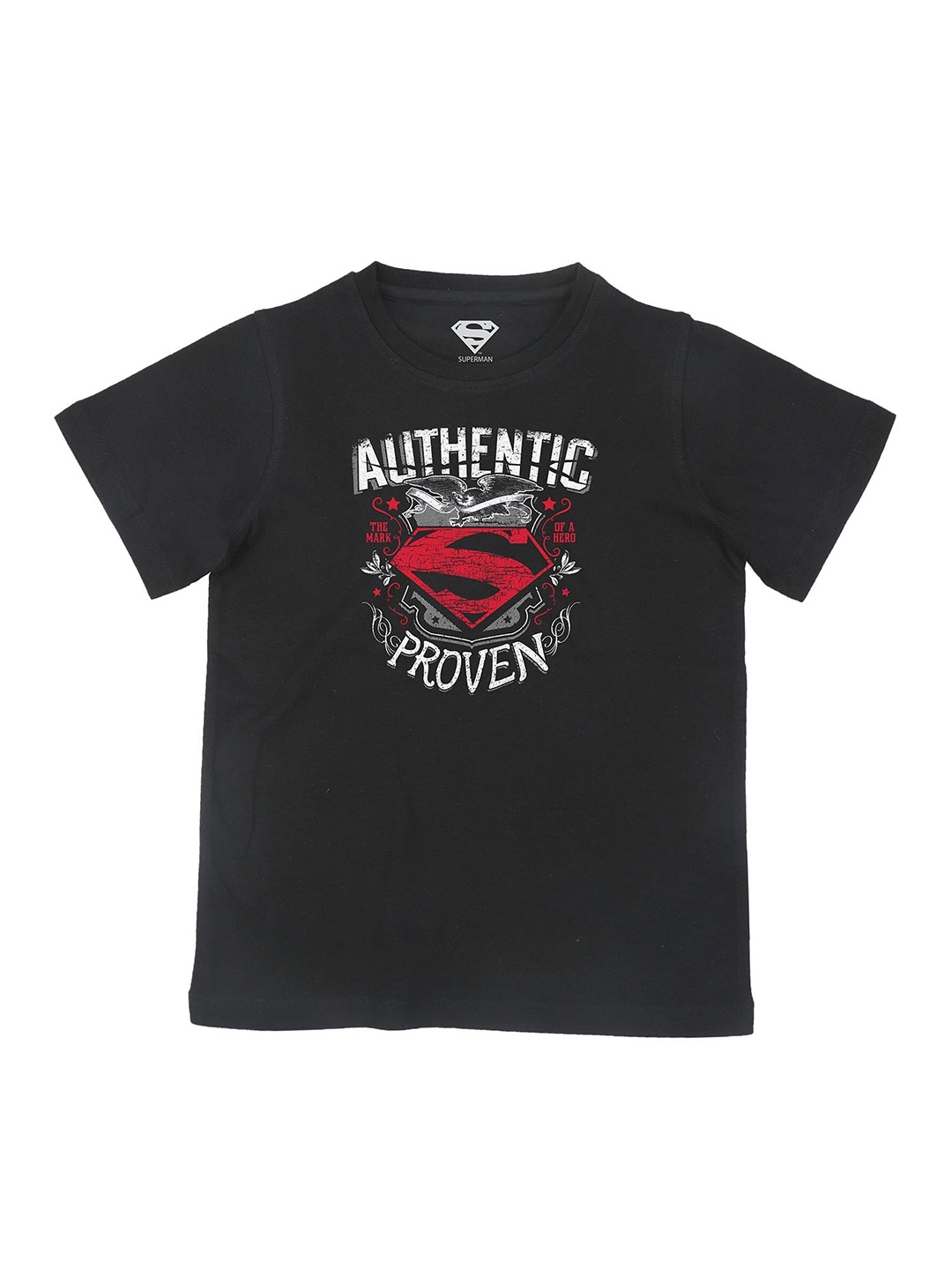

Superman Boys Black Printed Applique T-shirt