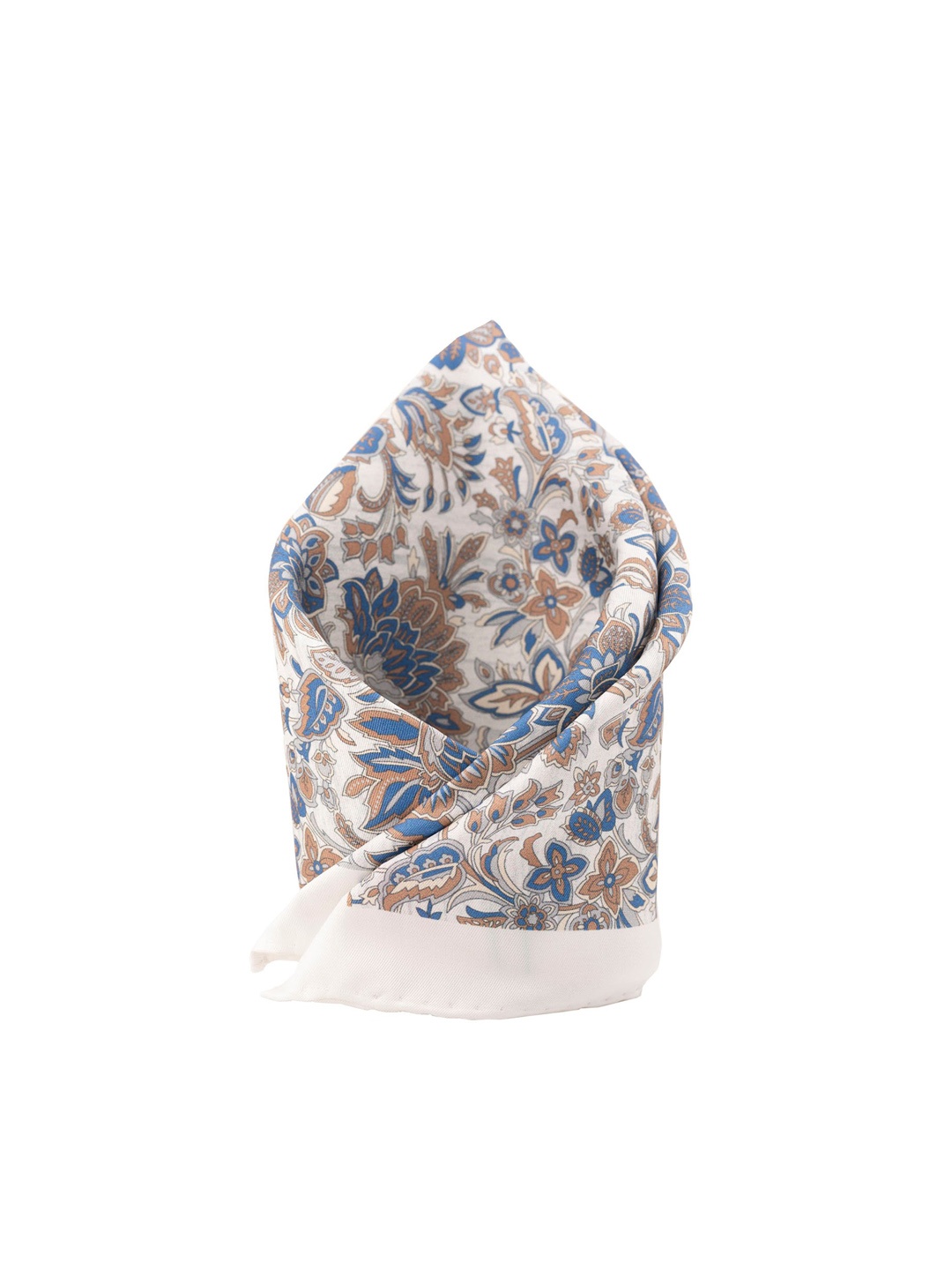 

The Tie Hub Men White & Cream-Coloured Floral Printed Pocket Square