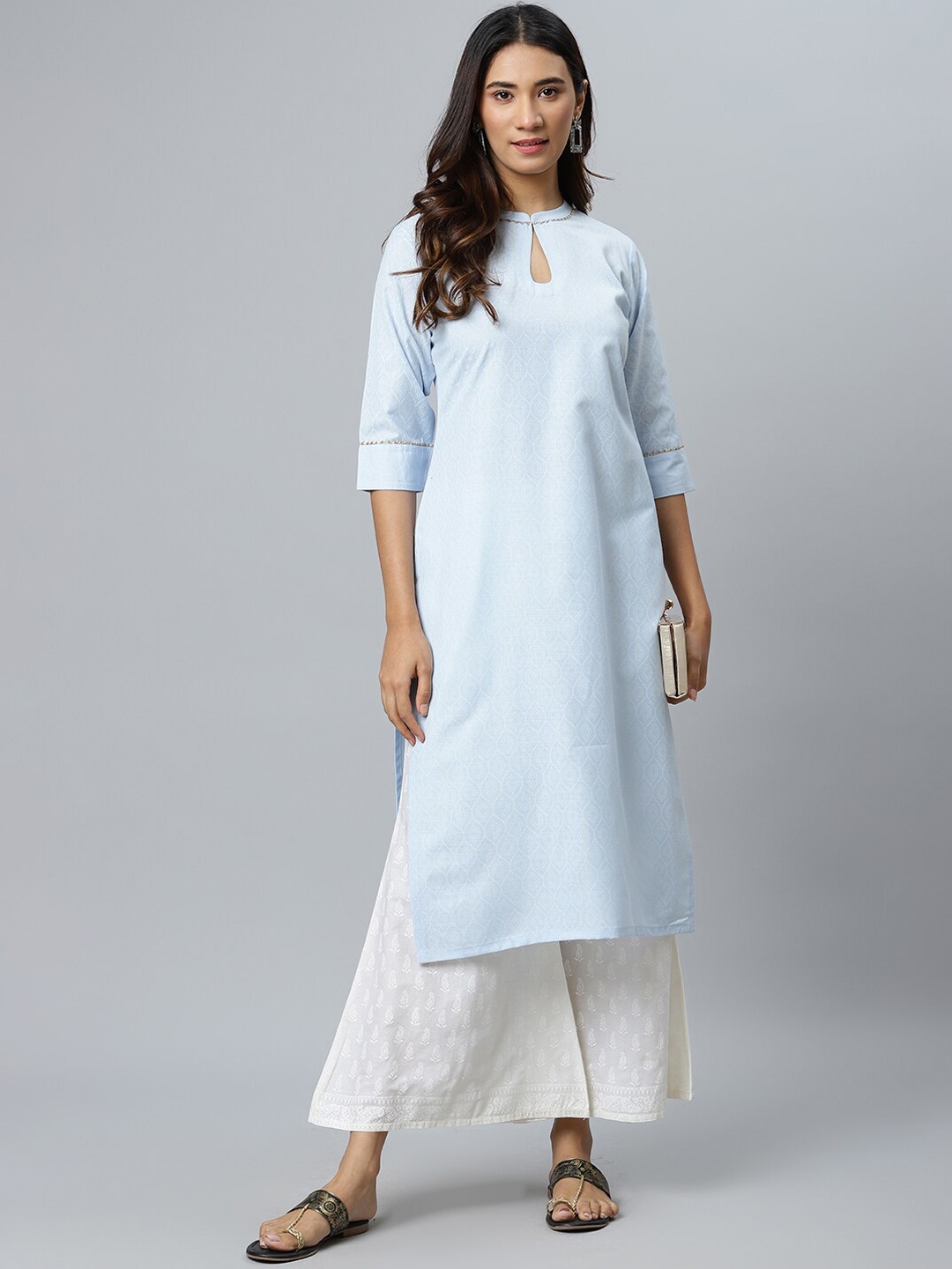 

Gerua By Libas Women Blue Keyhole Neck Kurta
