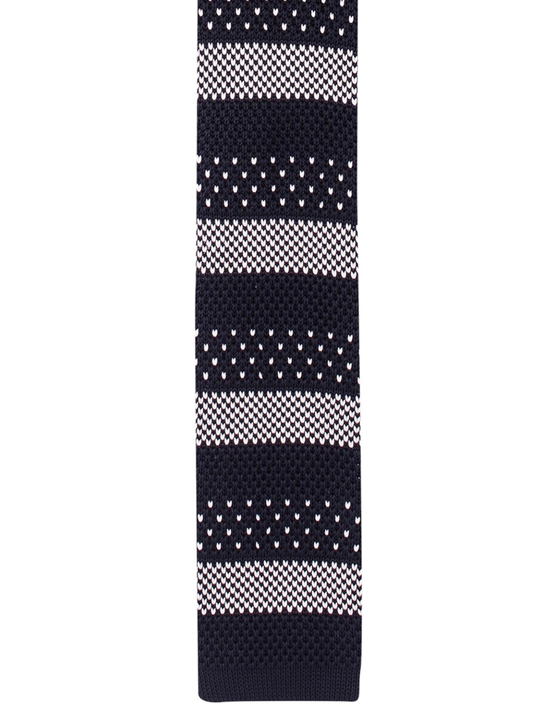 

The Tie Hub Men Black & White Knitted Skinny Tie