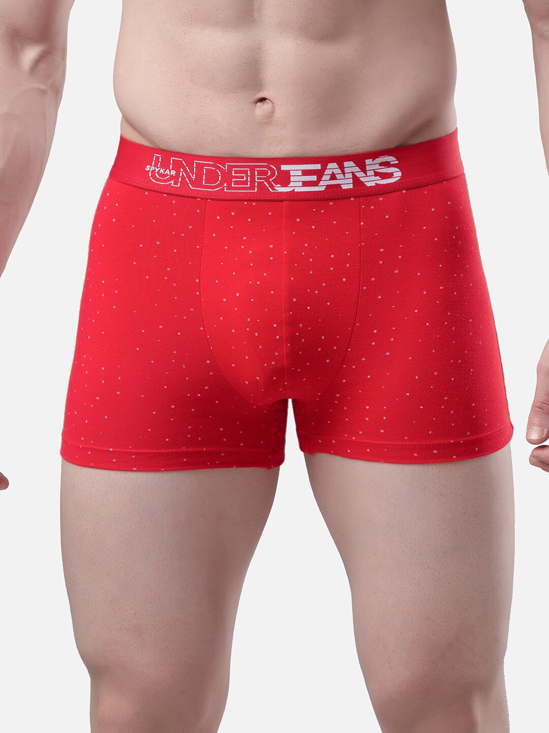 

UnderJeans by Spykar Men Red & White Printed Trunk UJMTRPTS034