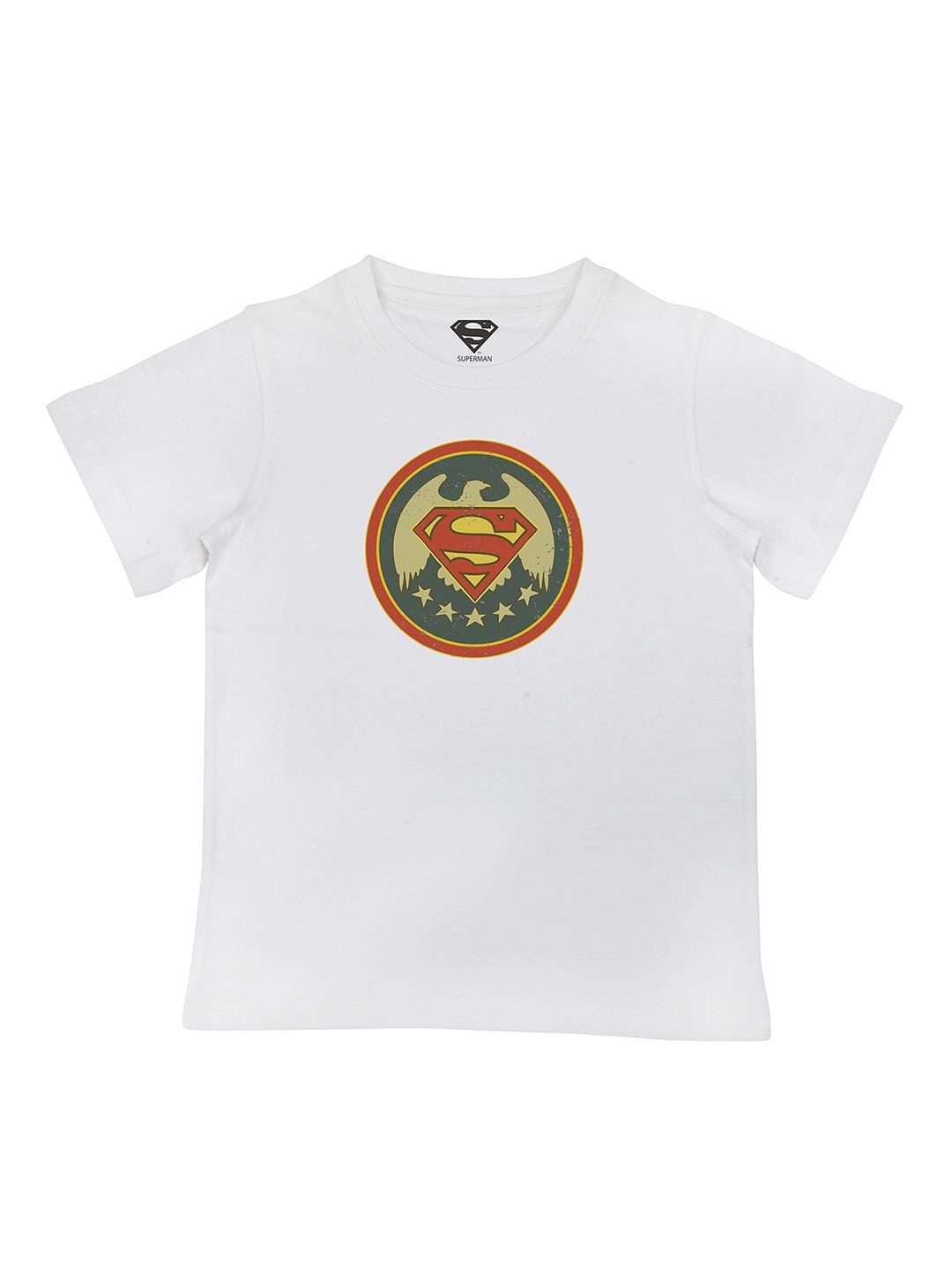 

Superman Boys White Printed V-Neck Applique T-shirt