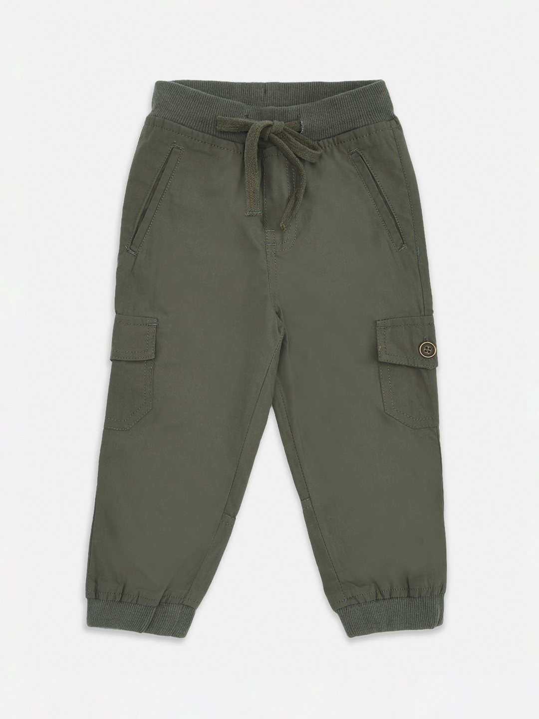 

Pantaloons Baby Boys Olive Cargos Pure Cotton Trousers