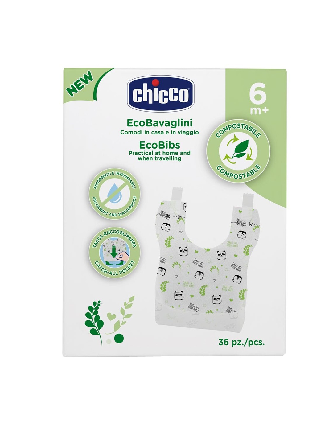 

Chicco Infant Kids Pack Of 36 White & Green Printed Bibs