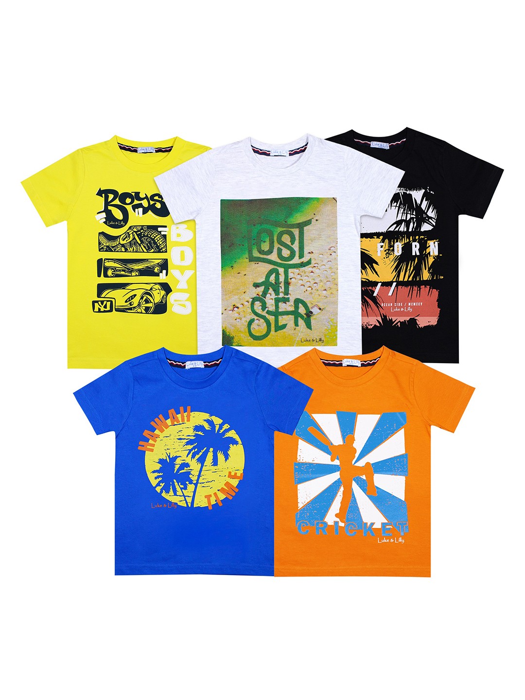 

Luke & Lilly Boys Multicoloured Set of 5 Printed T-shirt, Multi
