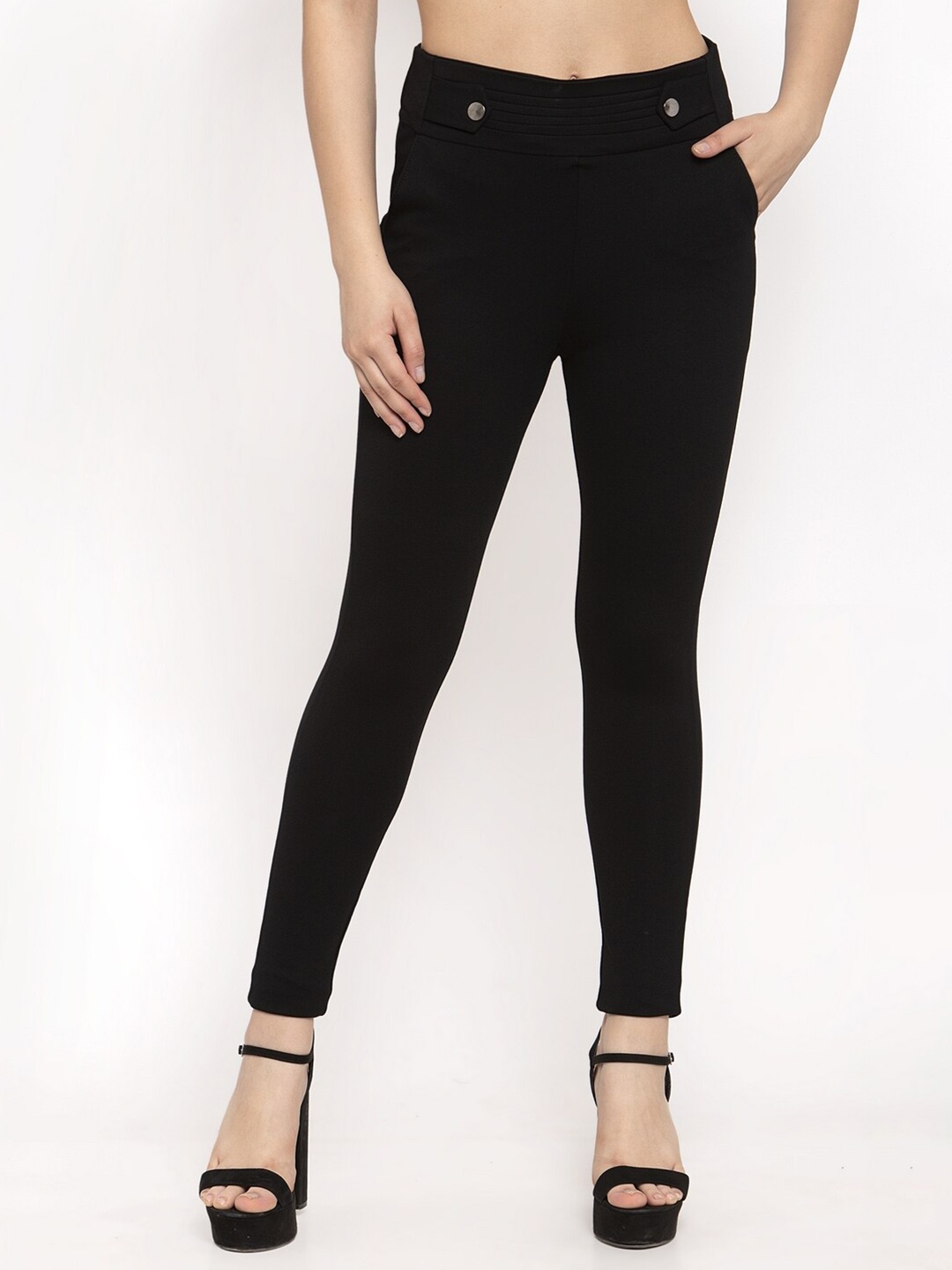 

Clora Creation Women Black Solid Treggings