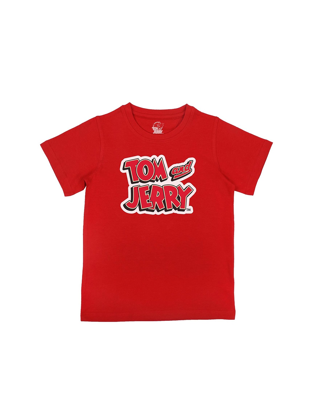 

Tom & Jerry Boys Red Typography Printed T-shirt