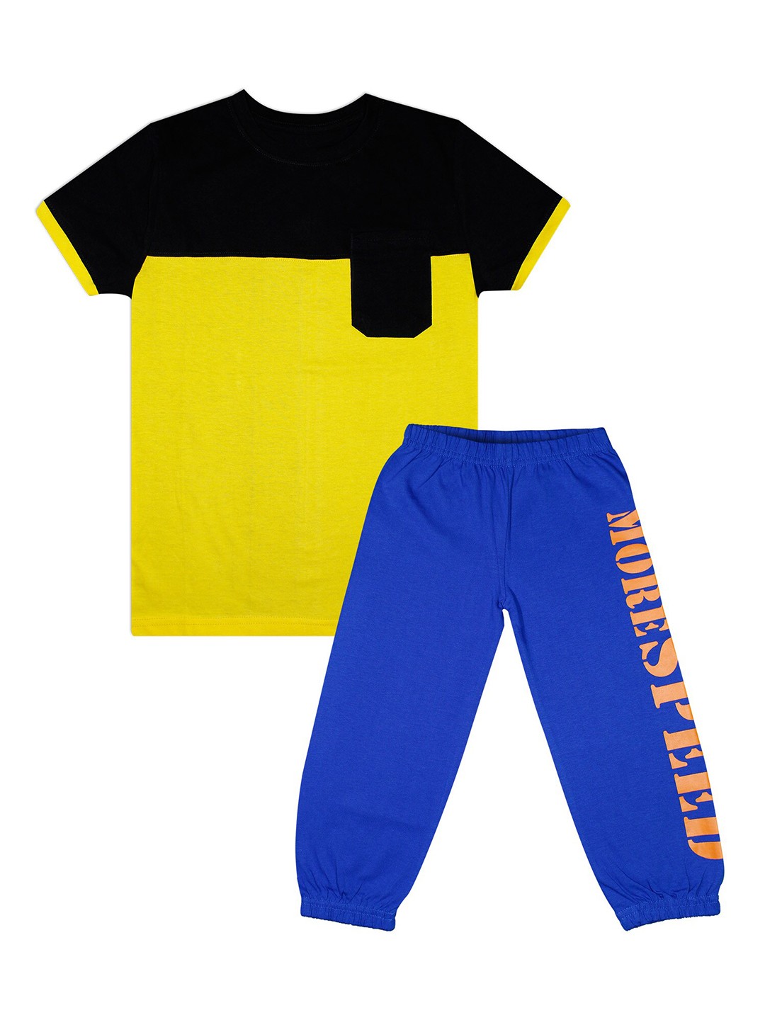 

Luke & Lilly Boys Black & Yellow Colourblocked T-shirt with Pyjamas