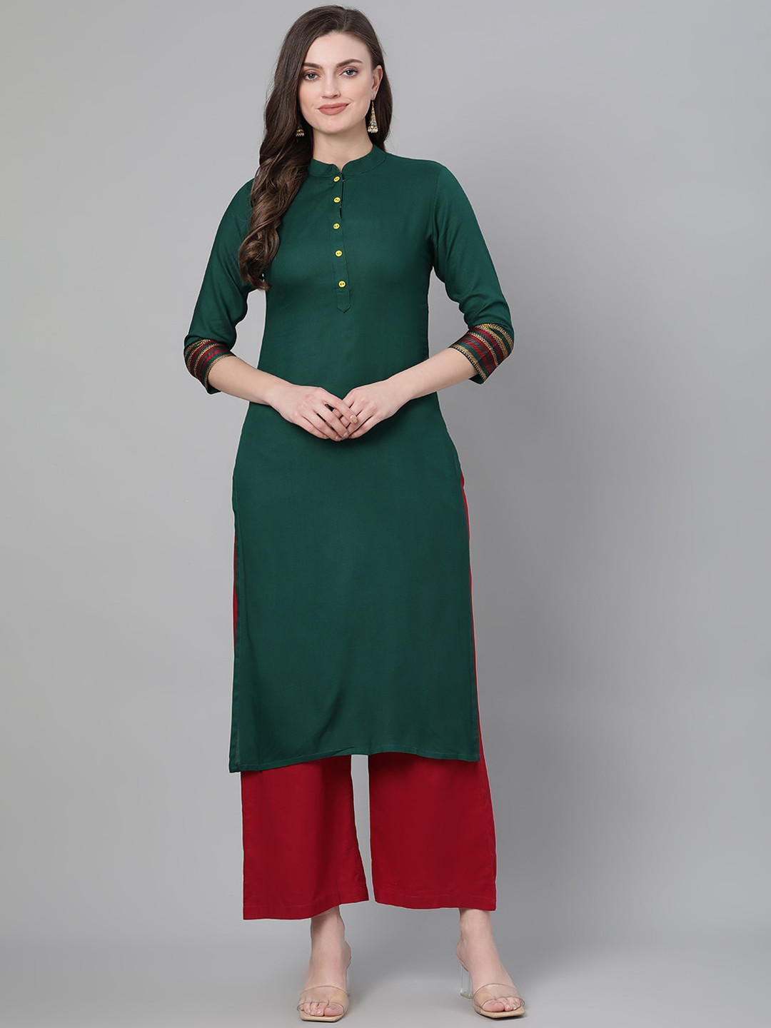 

Indo Era Women Green Thread Work Kurta