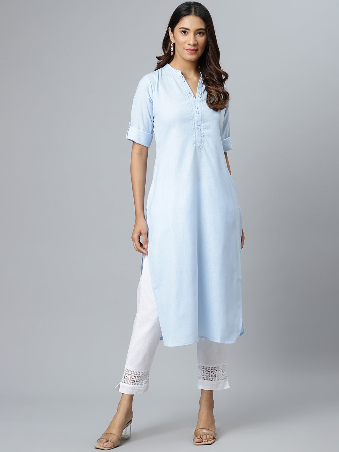 

Gerua By Libas Women Blue Gotta Patti Pathani Kurta