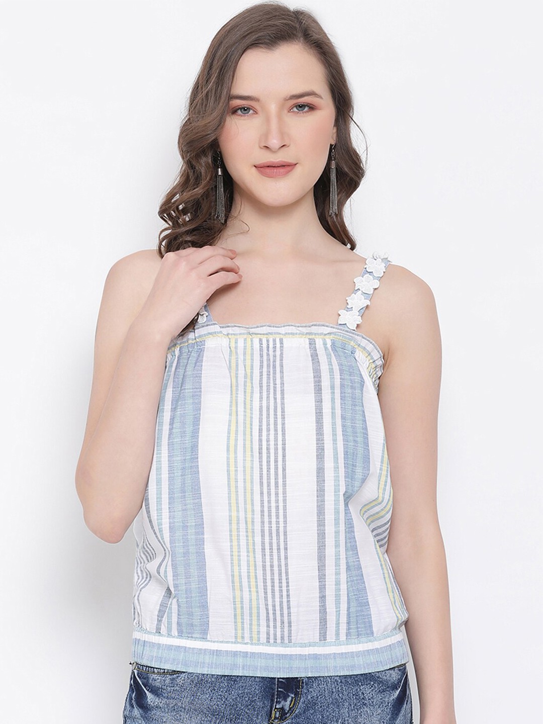 

LY2 Women Sequins Sleeveless Party Wear Top, Blue
