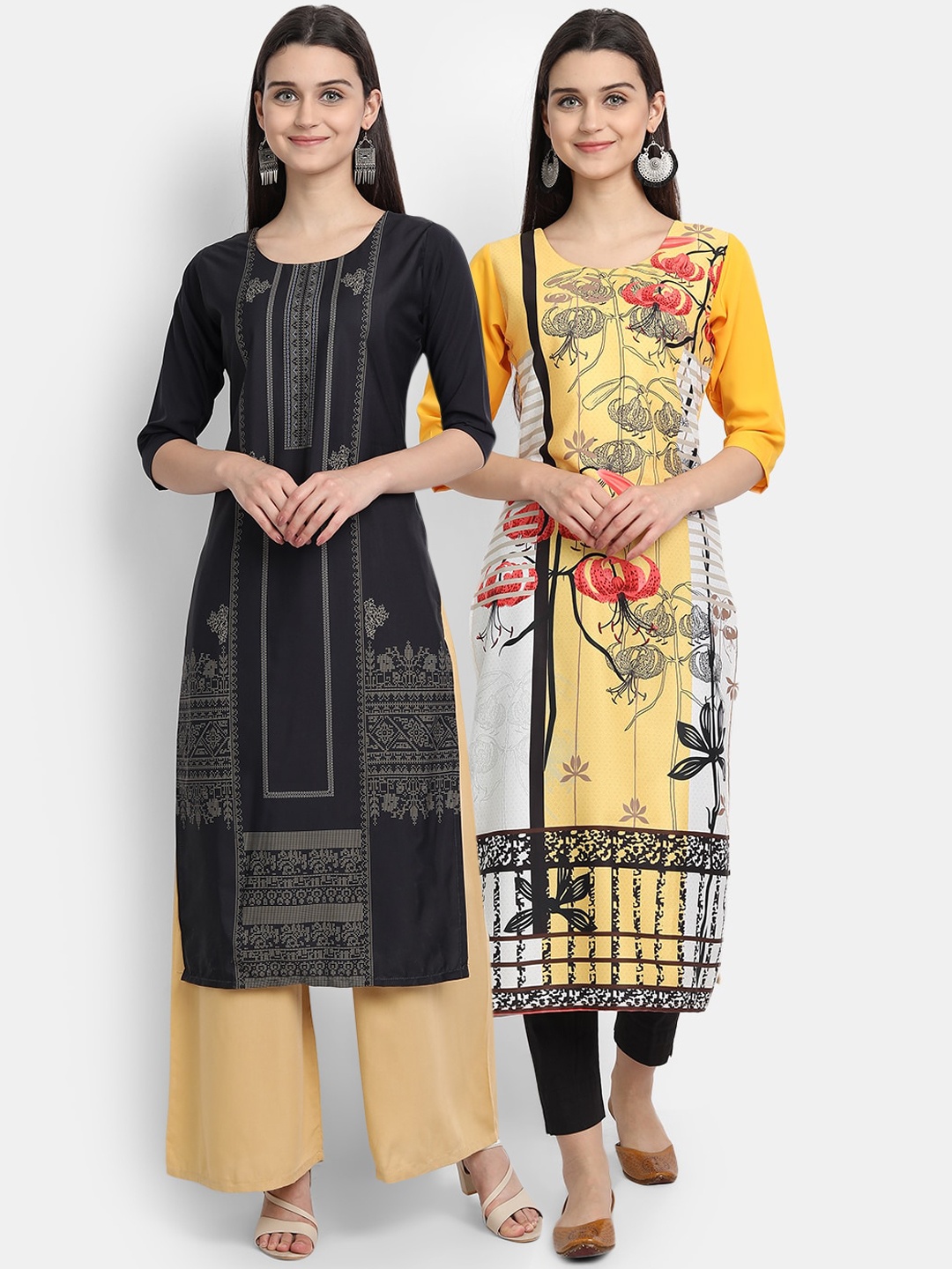 

Ethnic basket Pack Of 2 Women Multi Printed Crepe Kurta