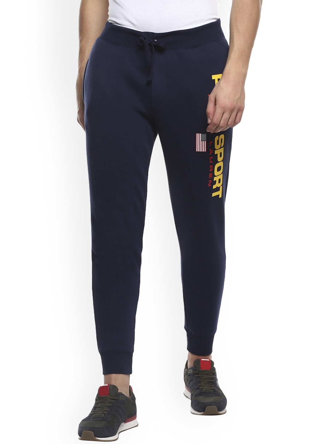 

Polo Ralph Lauren Men Navy Blue Printed Slim-Fit Cotton Joggers