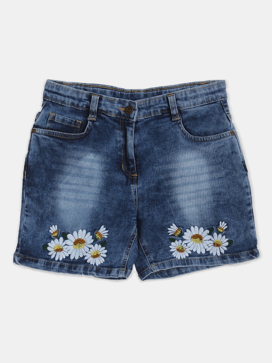 

Cherokee Girls Blue Washed Mid-Rise Denim Shorts