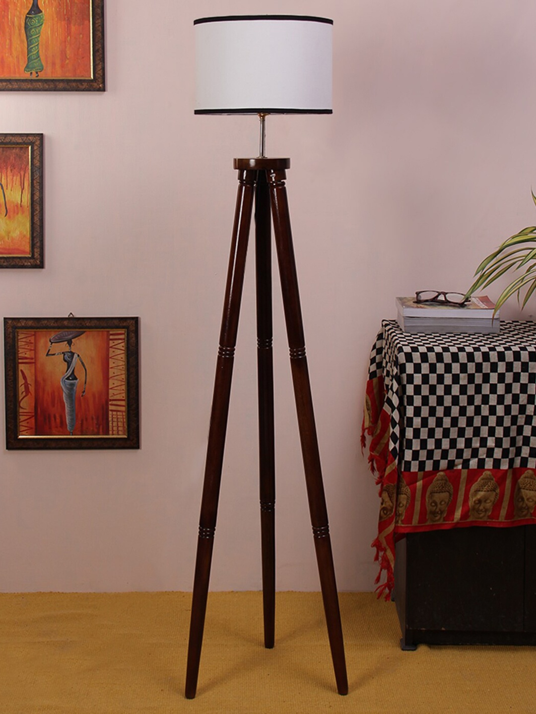 

Devansh White & Black Traditional Tripod Lamp with Shade