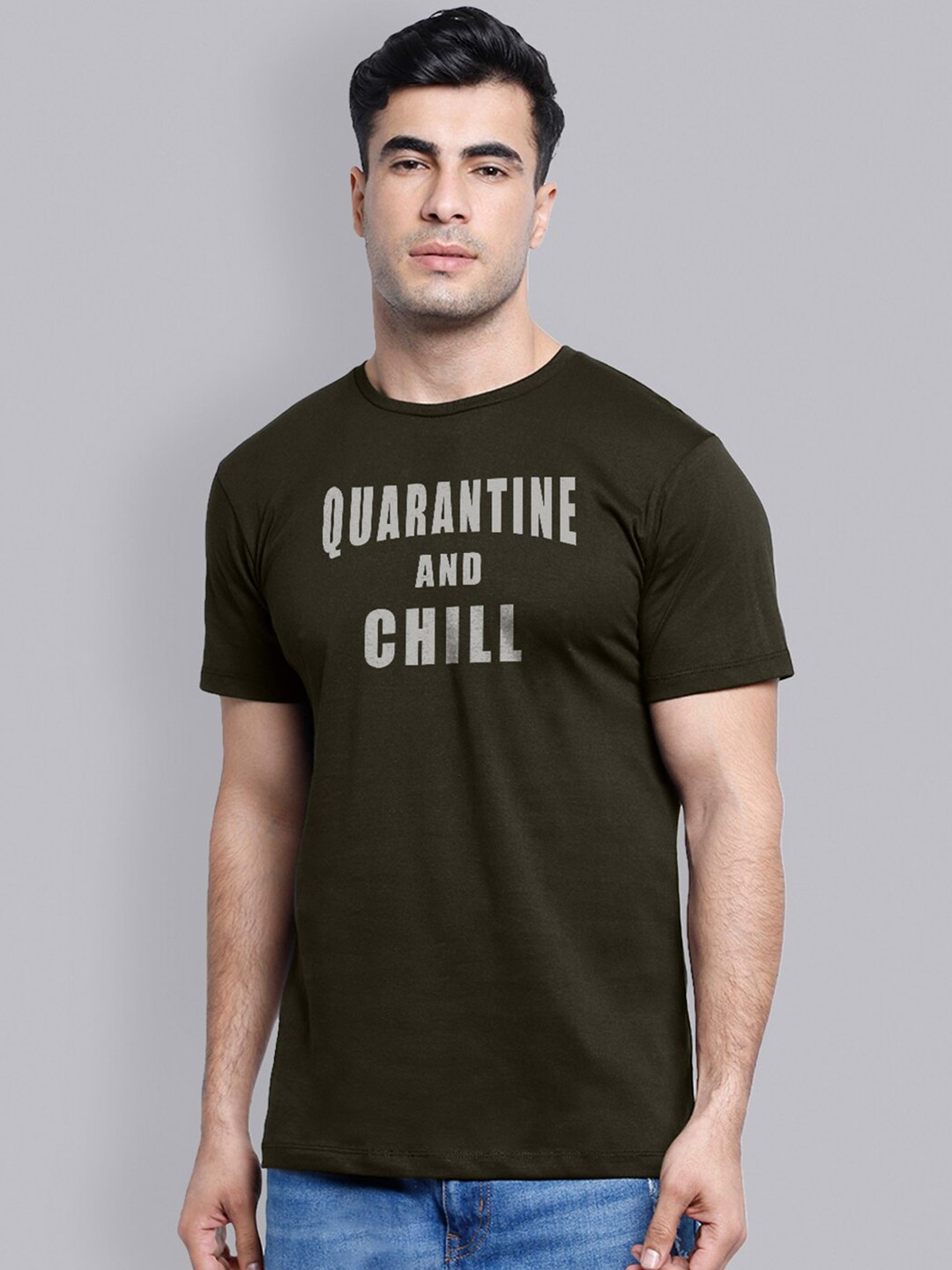 

Free Authority Men Olive Typography Printed T-shirt