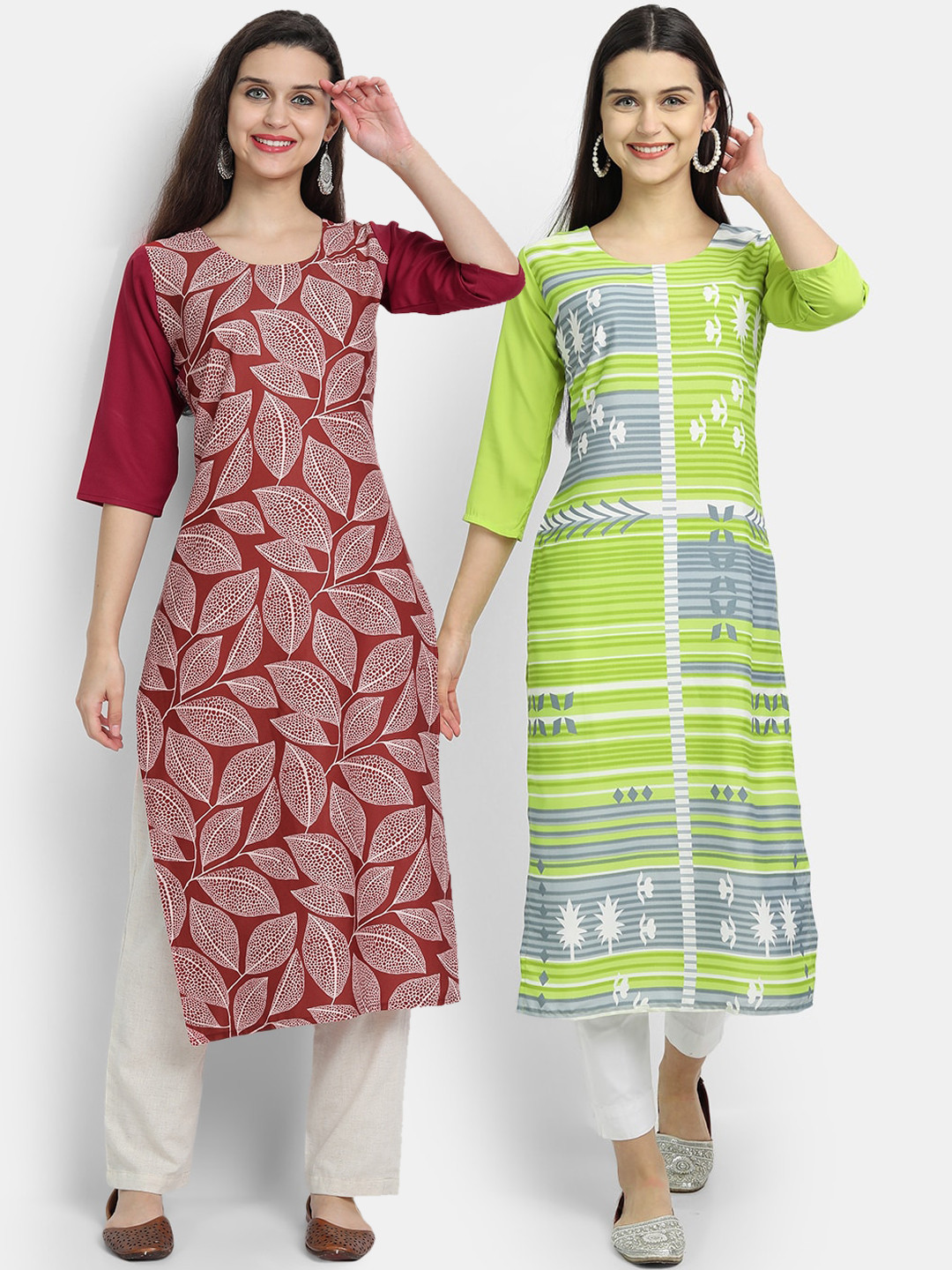 

Ethnic basket Women Pack of 2 Multi Digital Printed Straight Kurta