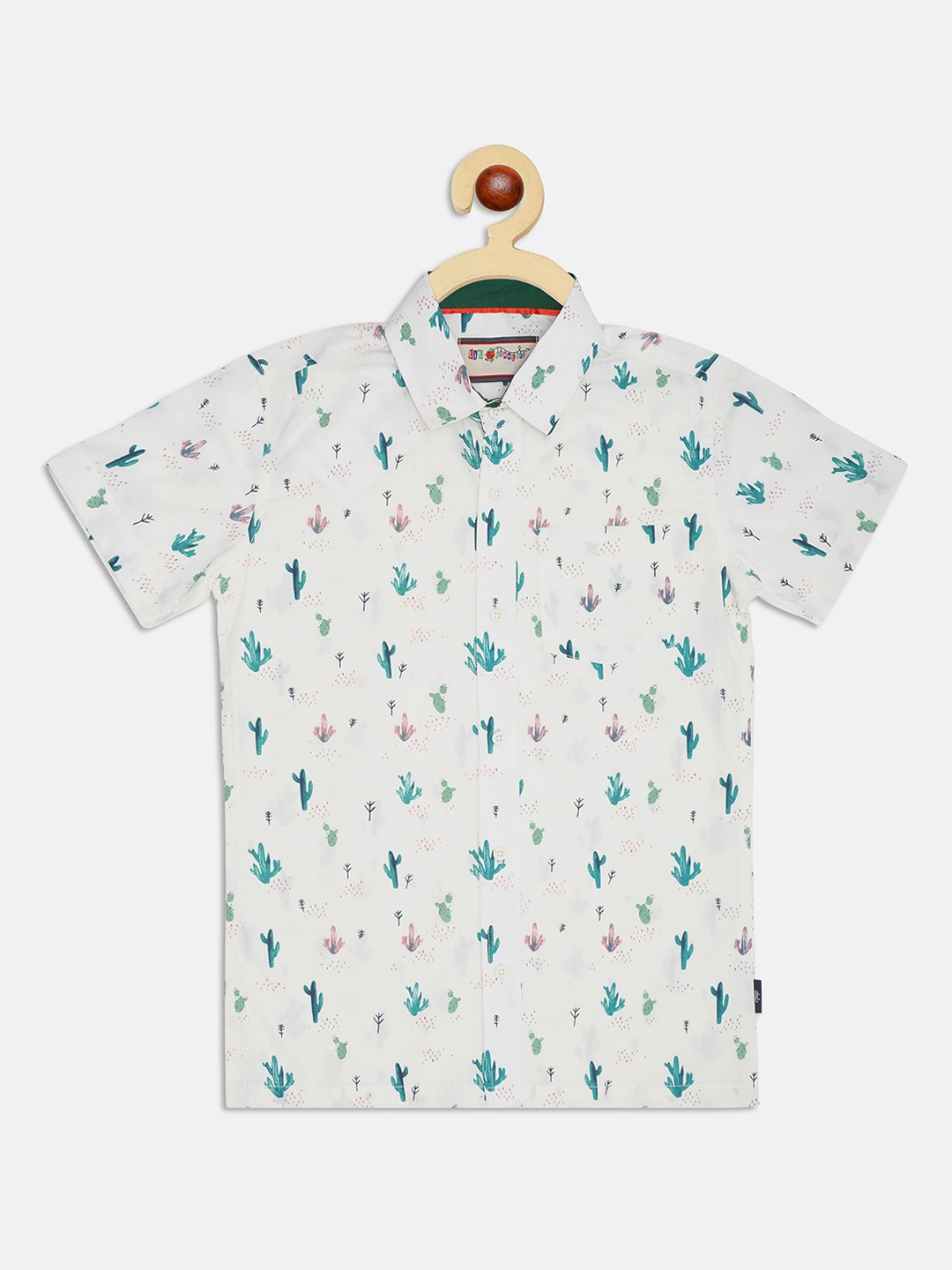 Lil Tomatoes Boys White Relaxed Printed Casual Shirt with a Free Gift