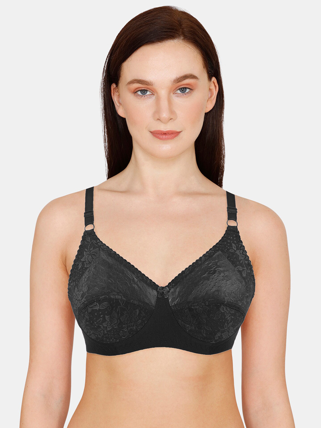 

Rosaline by Zivame Black Floral T-shirt Bra Full Coverage