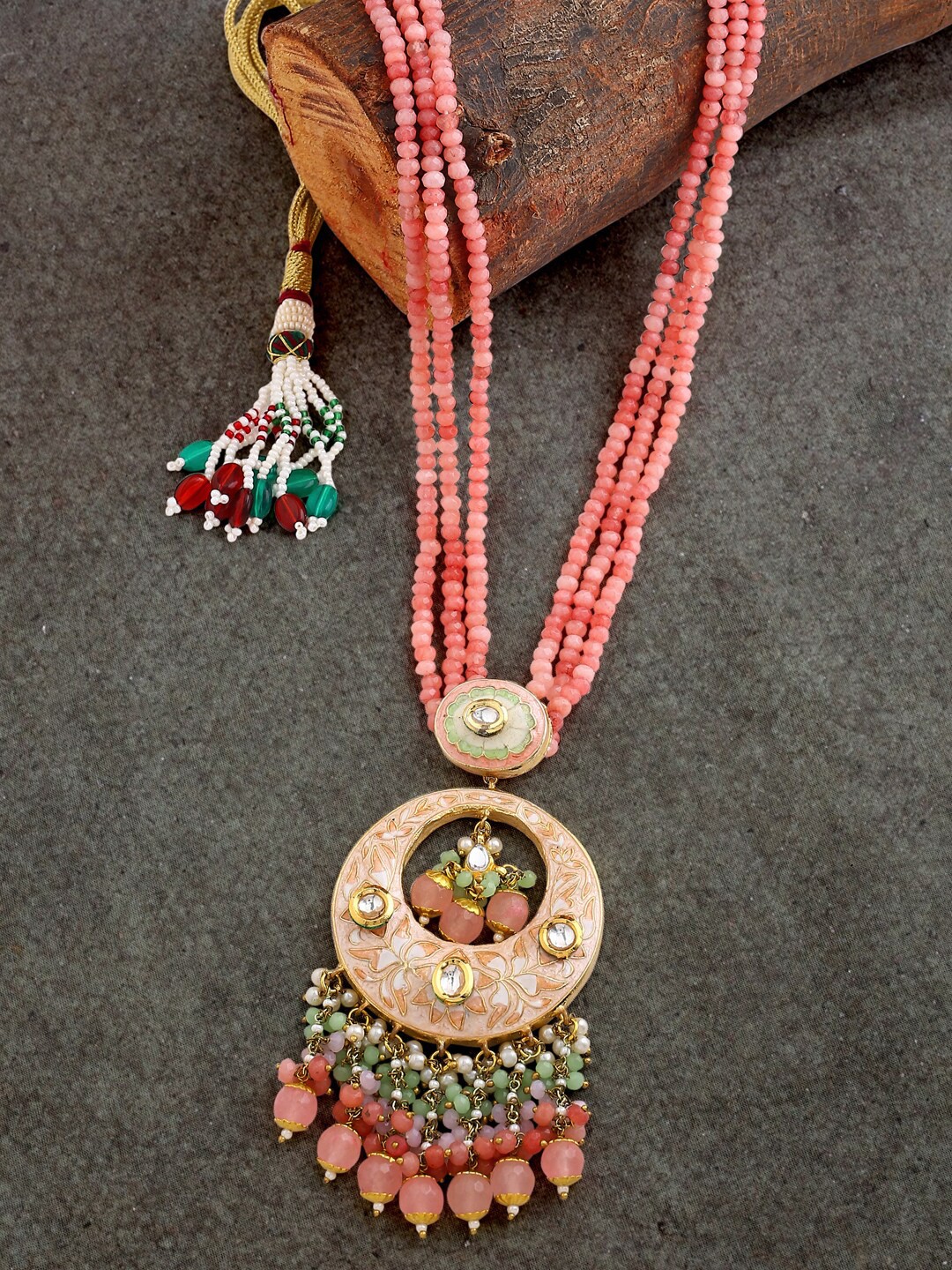 

THE AAB STUDIO Gold & Pink Gold-Plated Meenakari Necklace