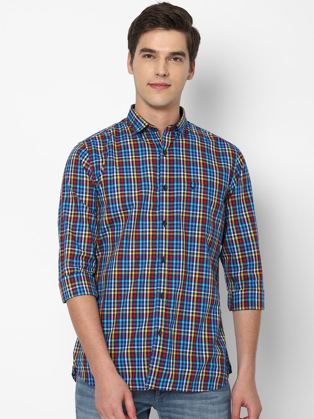 

Allen Solly Men Blue Slim Fit Checked Casual Shirt